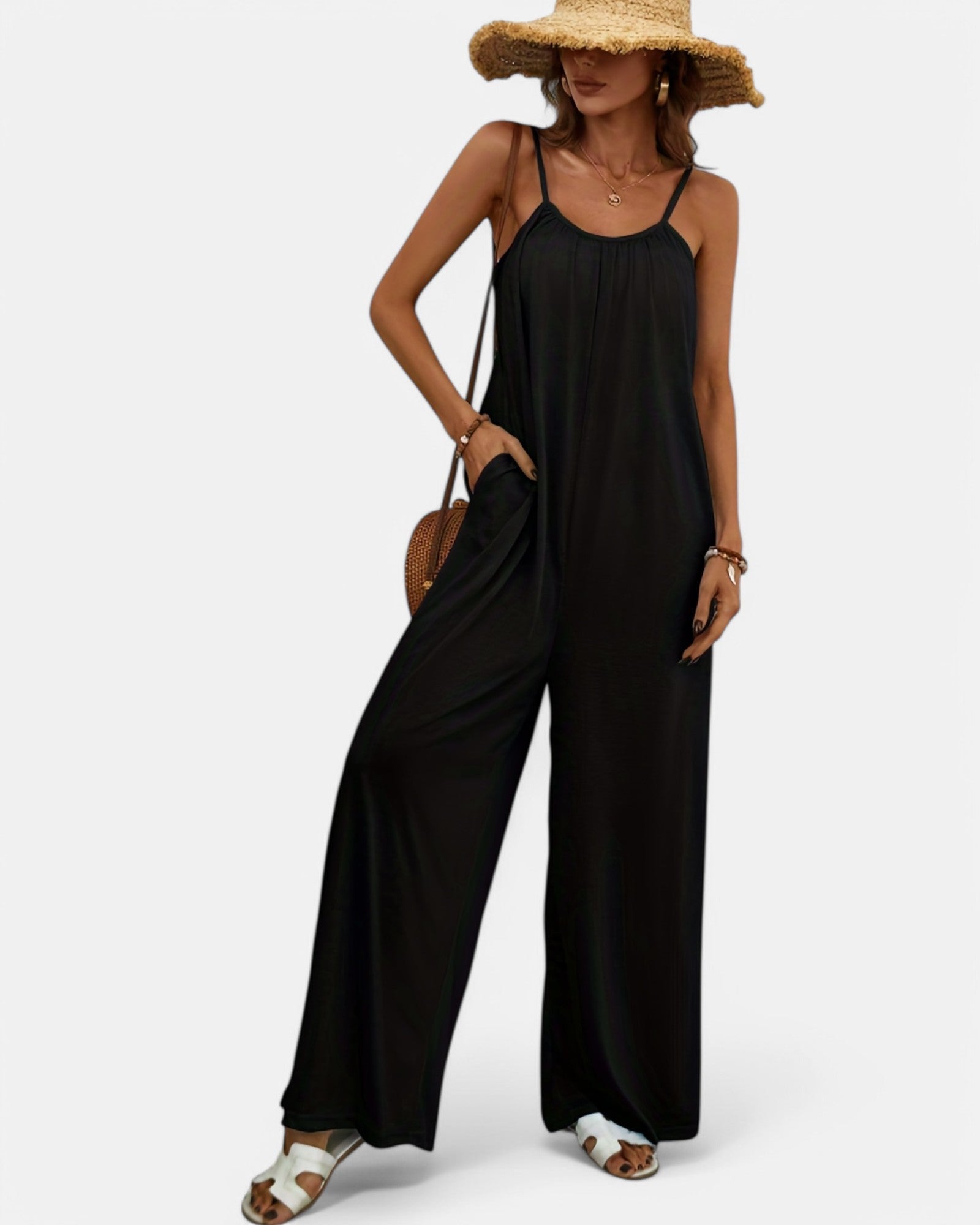 Megan – Boho Ink Print Wide Leg Jumpsuit - Jumpsuit - Boho Style