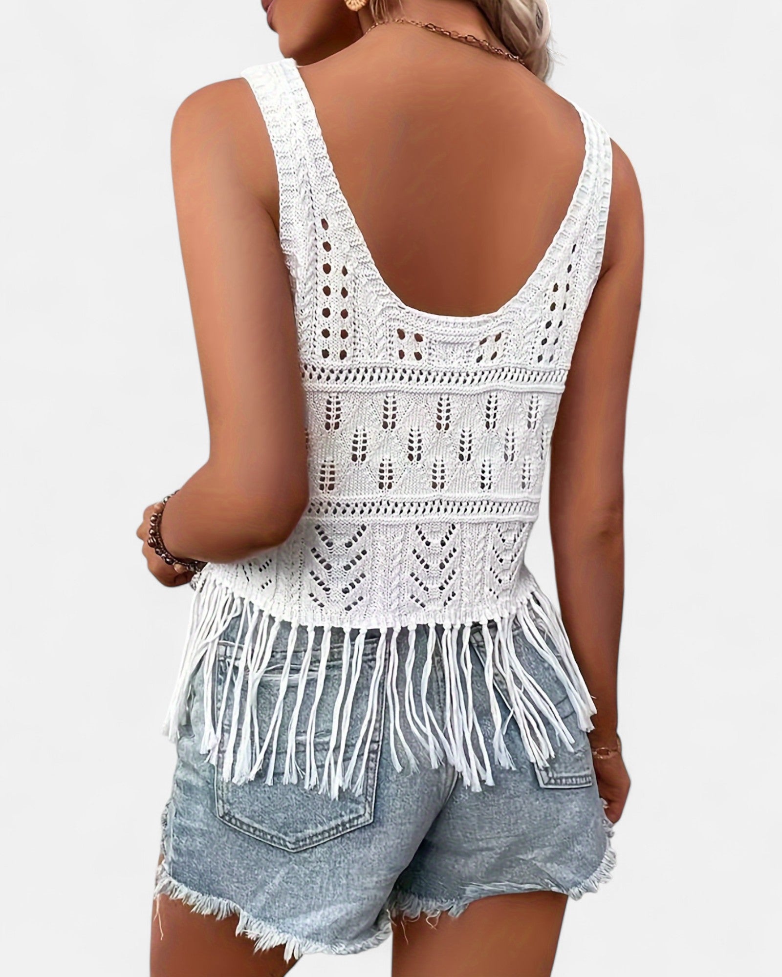 Nellie – Boho Knit Cami Top with Tassels - Cami Top - Boho Style