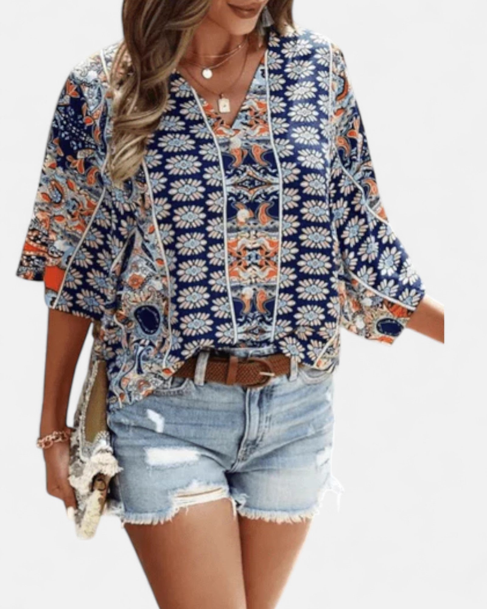 Nesta – Boho Plus Size V - Neck Blouse - Blouse - Boho Style