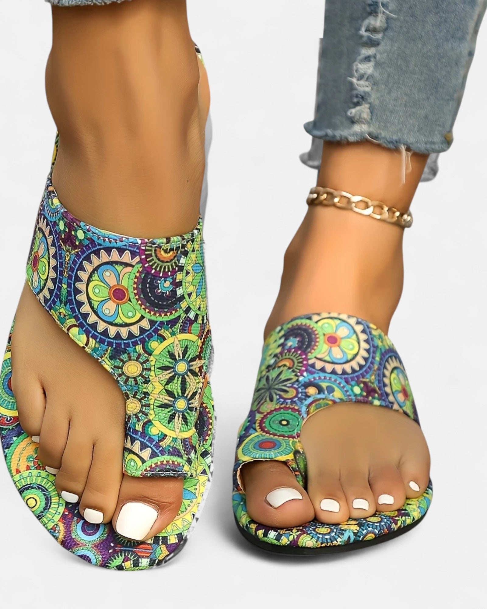 Novella – Chic Bohemian Open Toe Fabric Slides - Sandals - Boho Style