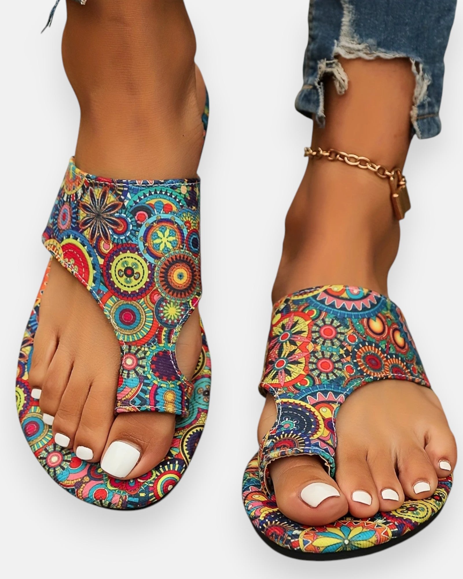 Novella – Chic Bohemian Open Toe Fabric Slides - Sandals - Boho Style