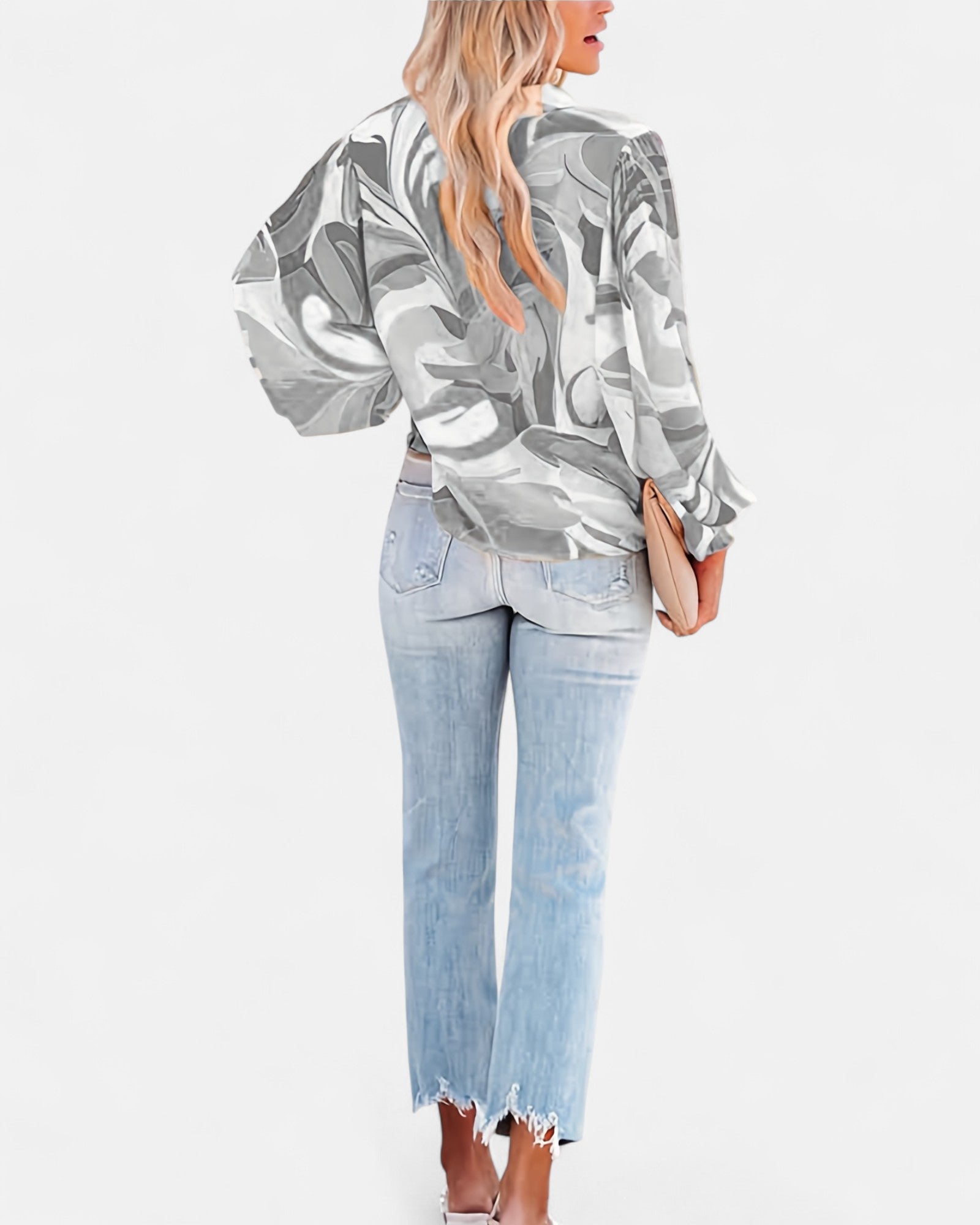 Olivia – Luxe Boho Print Blouse with Lantern Sleeves - Blouse - Boho Style