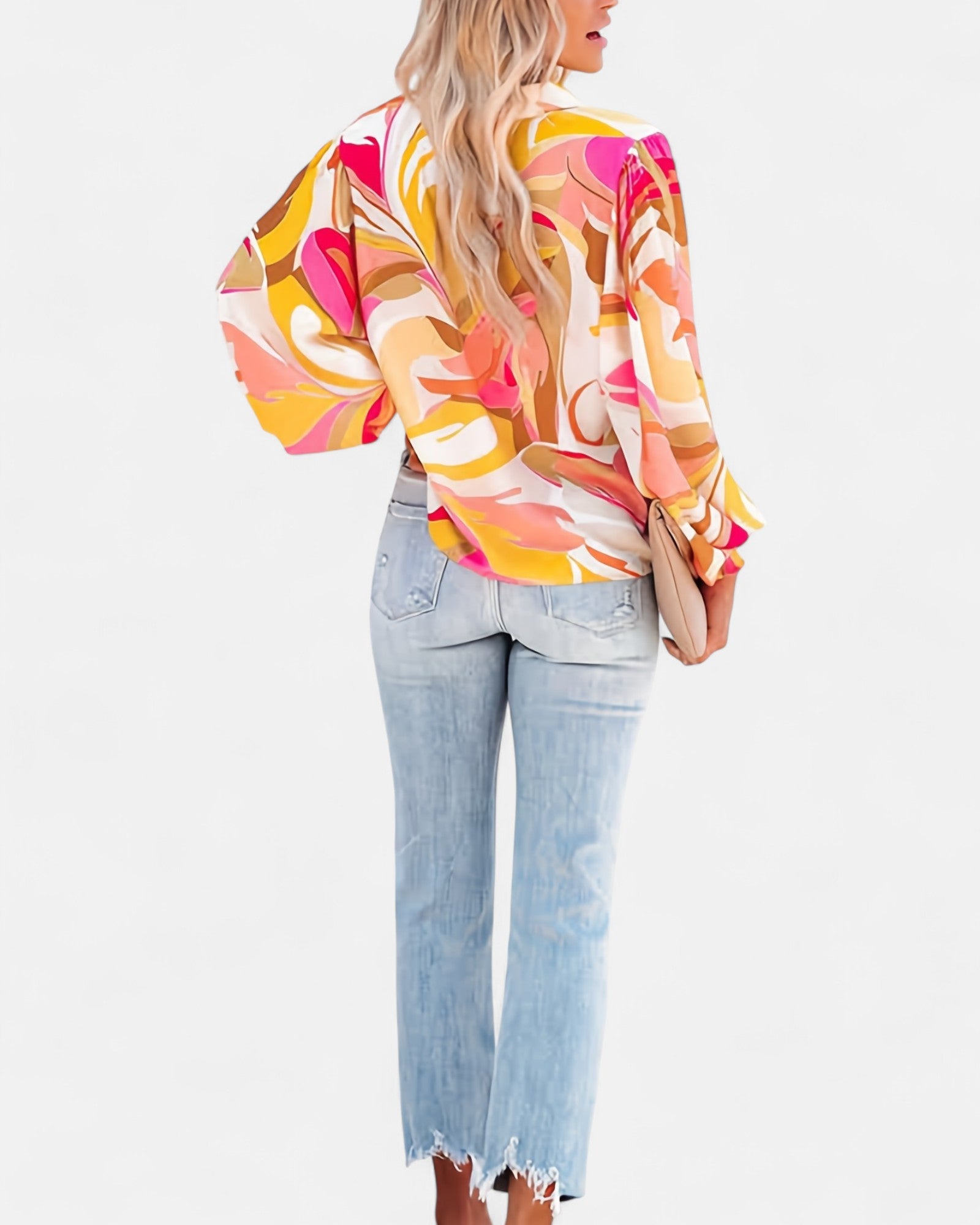 Olivia – Luxe Boho Print Blouse with Lantern Sleeves - Blouse - Boho Style