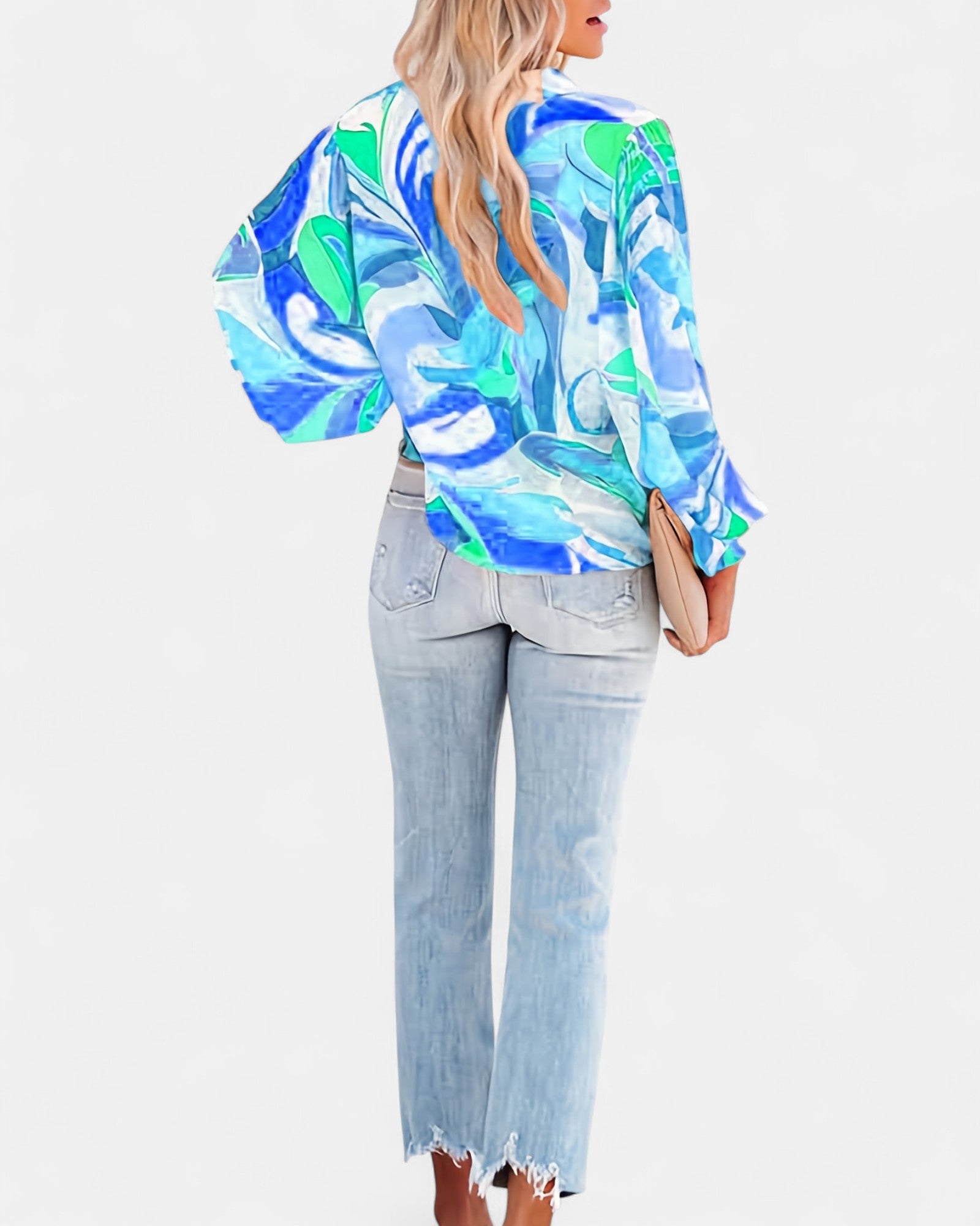 Olivia – Luxe Boho Print Blouse with Lantern Sleeves - Blouse - Boho Style
