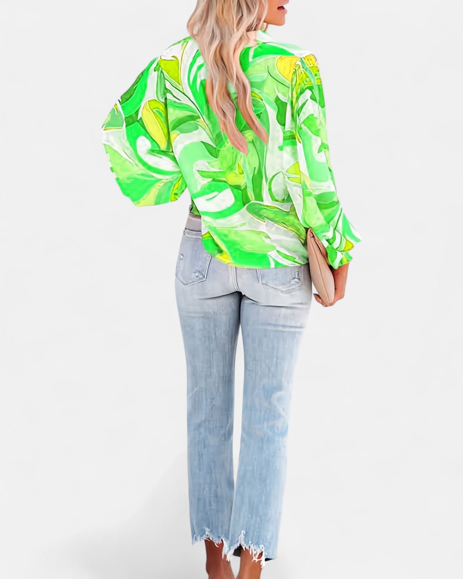 Olivia – Luxe Boho Print Blouse with Lantern Sleeves - Blouse - Boho Style