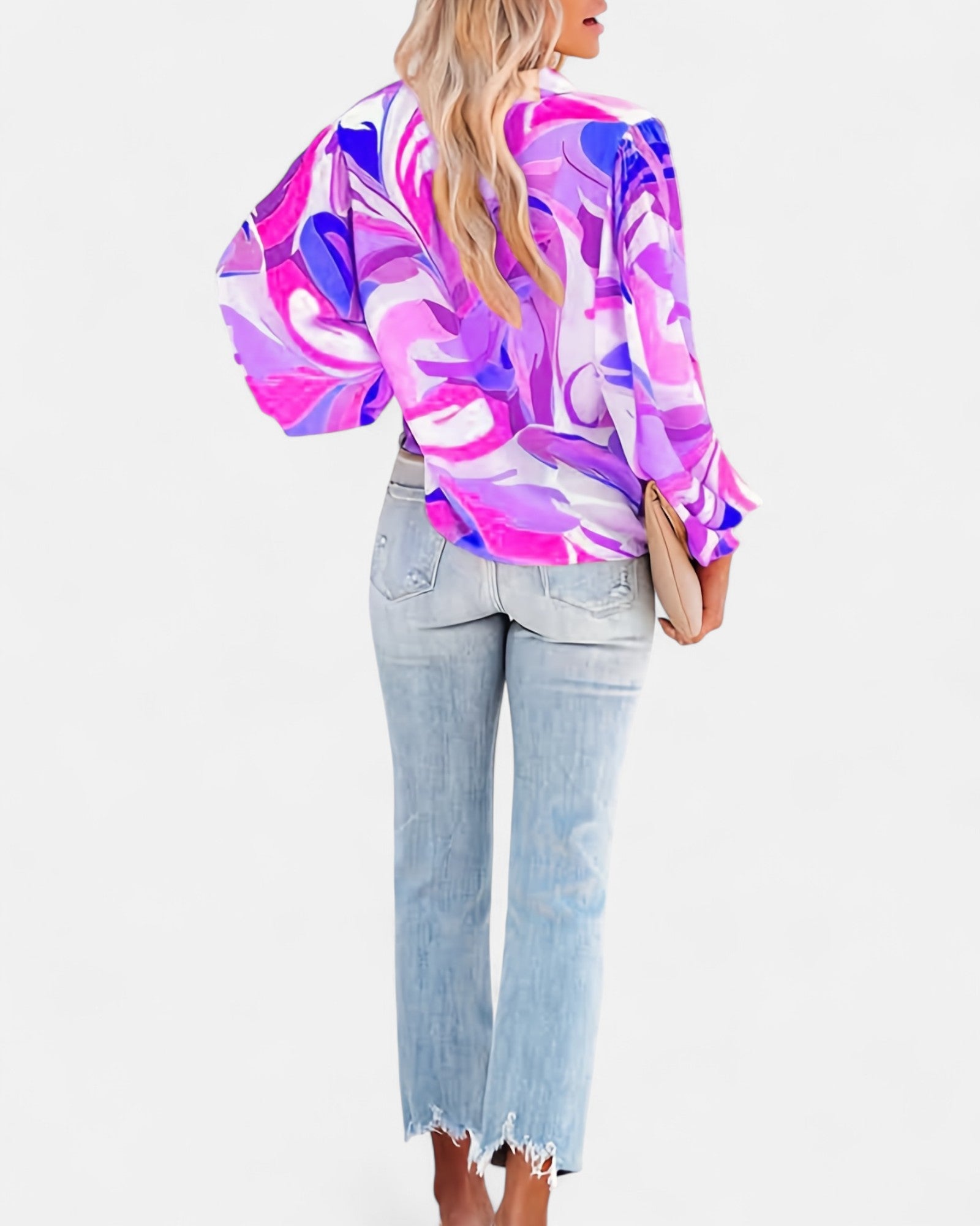 Olivia – Luxe Boho Print Blouse with Lantern Sleeves - Blouse - Boho Style