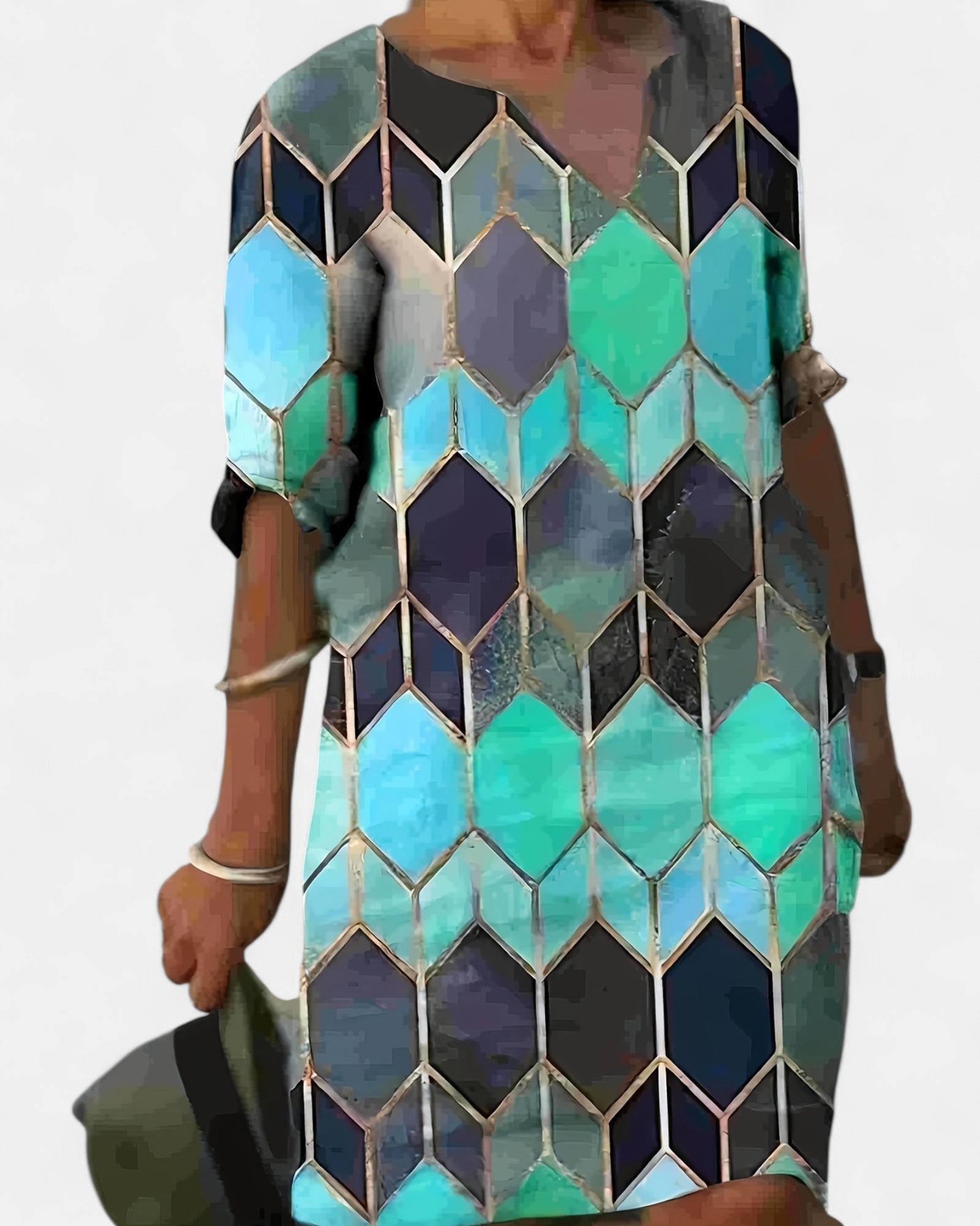 Olivia – Relaxed Boho V - Neck Tunic Dress - Dress - Boho Style