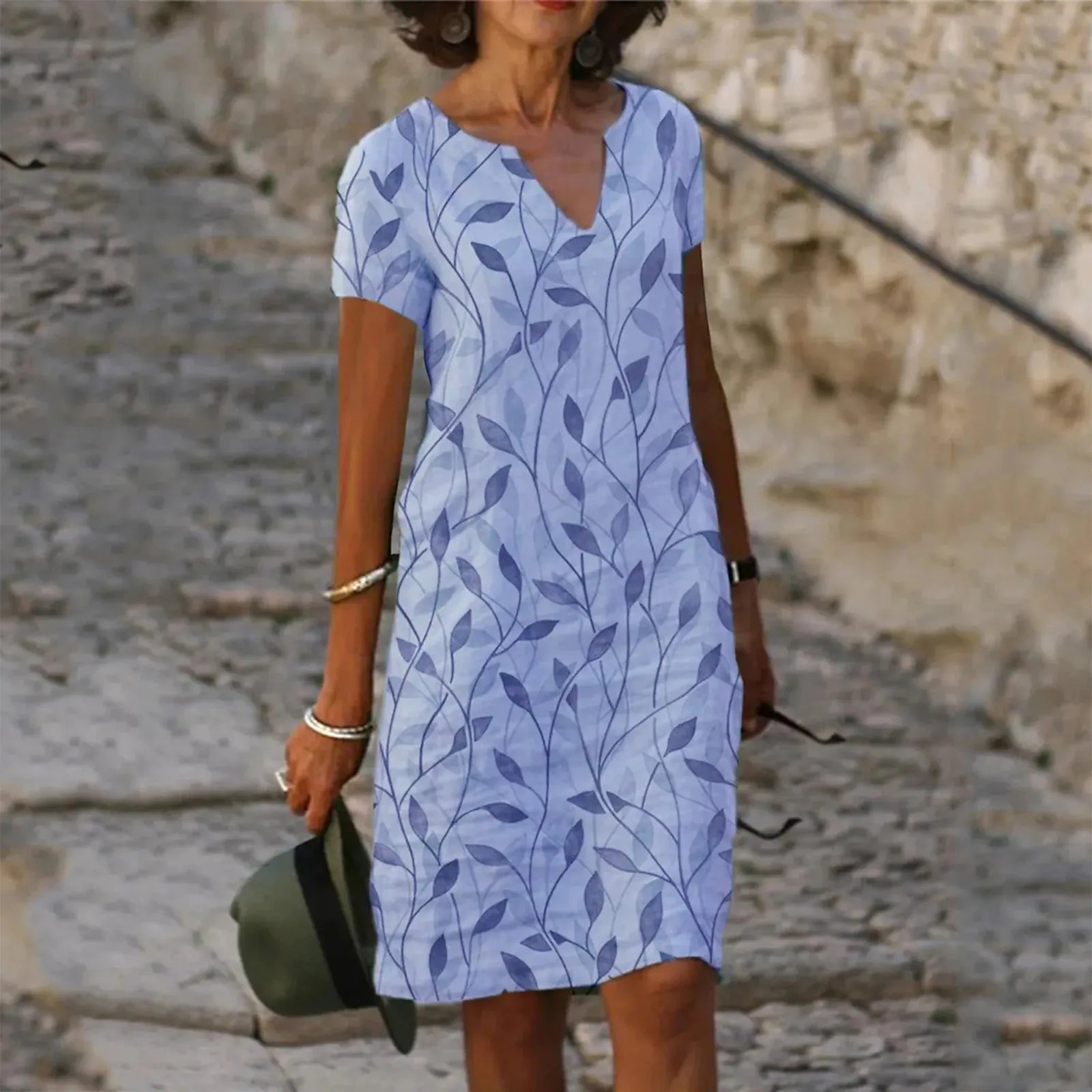 Olivia – Relaxed Boho V - Neck Tunic Dress - Dress - Boho Style