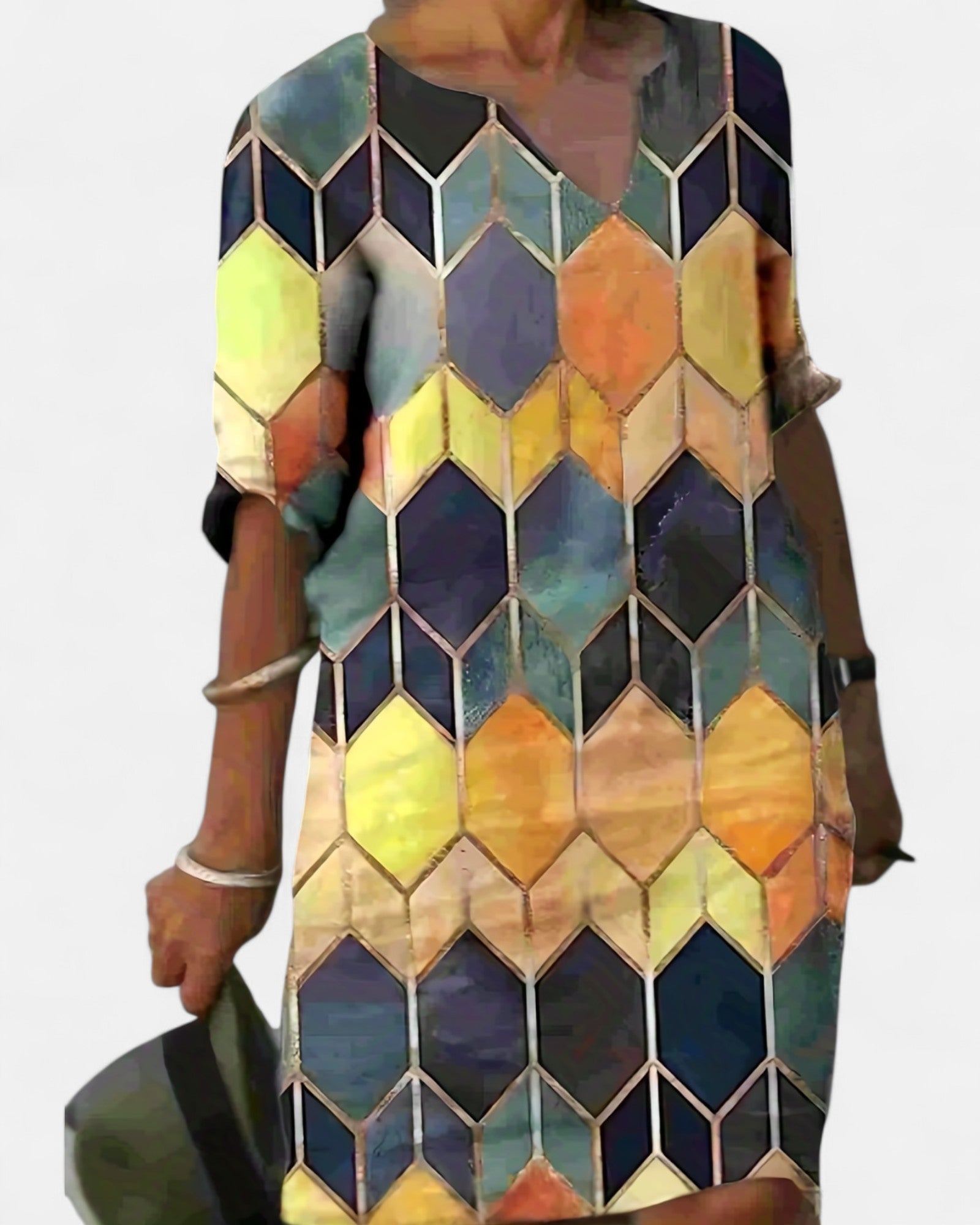 Olivia – Relaxed Boho V - Neck Tunic Dress - Dress - Boho Style