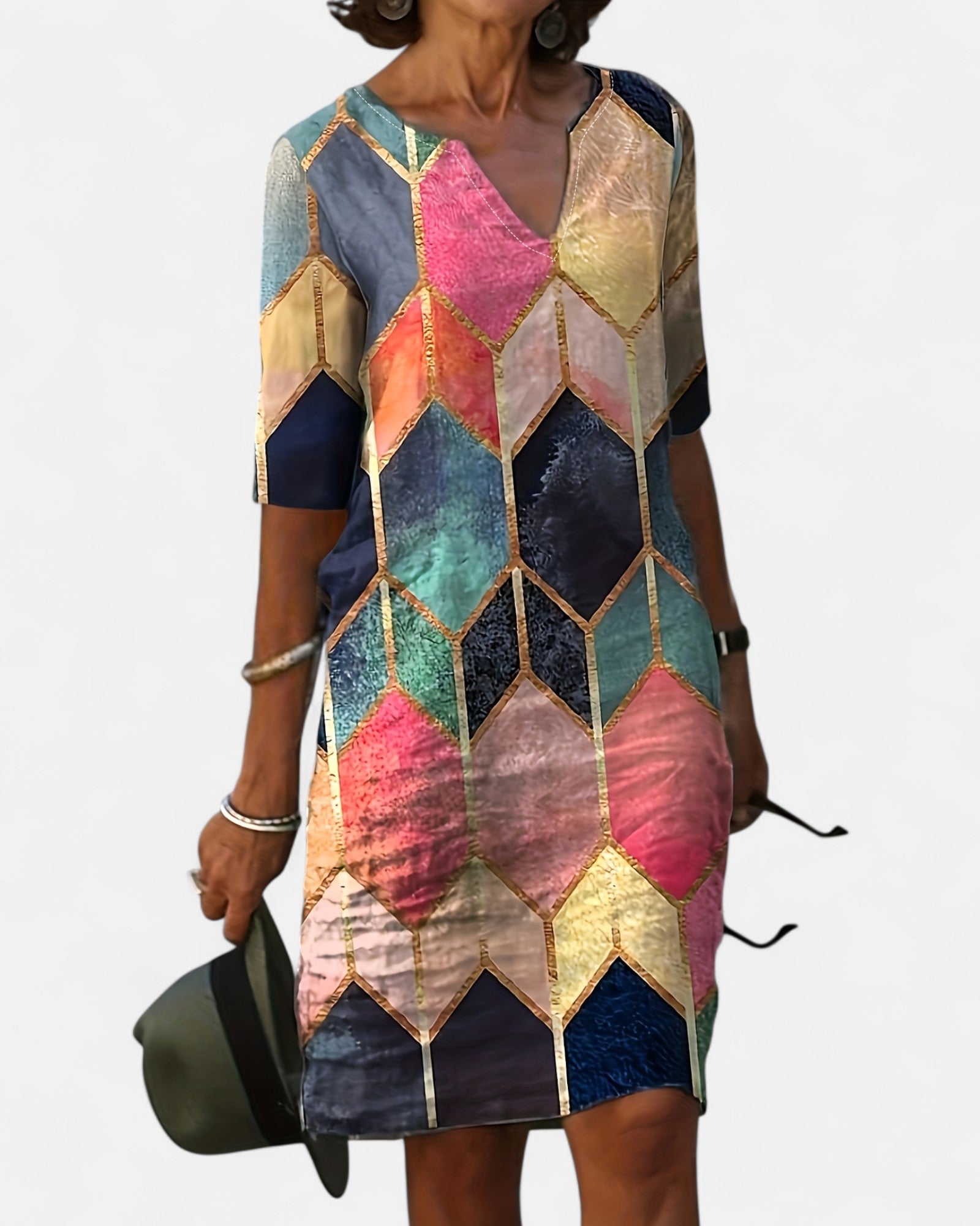Olivia – Relaxed Boho V - Neck Tunic Dress - Dress - Boho Style