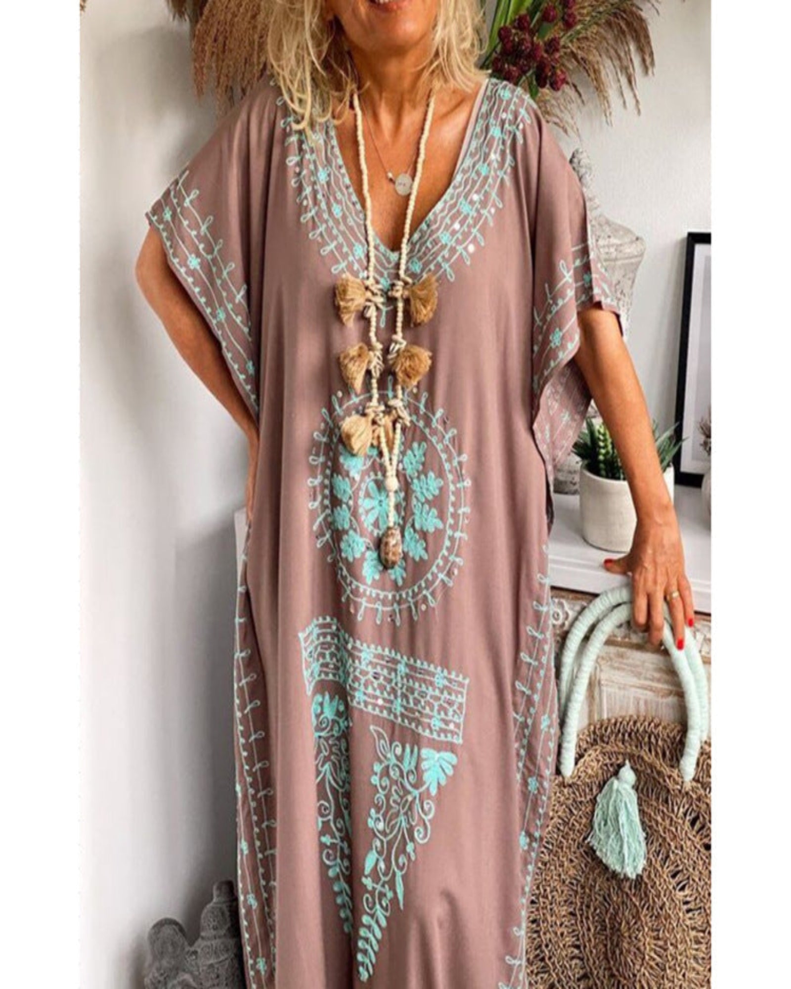Oriana– Bohemian Floral V Neck Maxi Dress - Dress - Boho Style