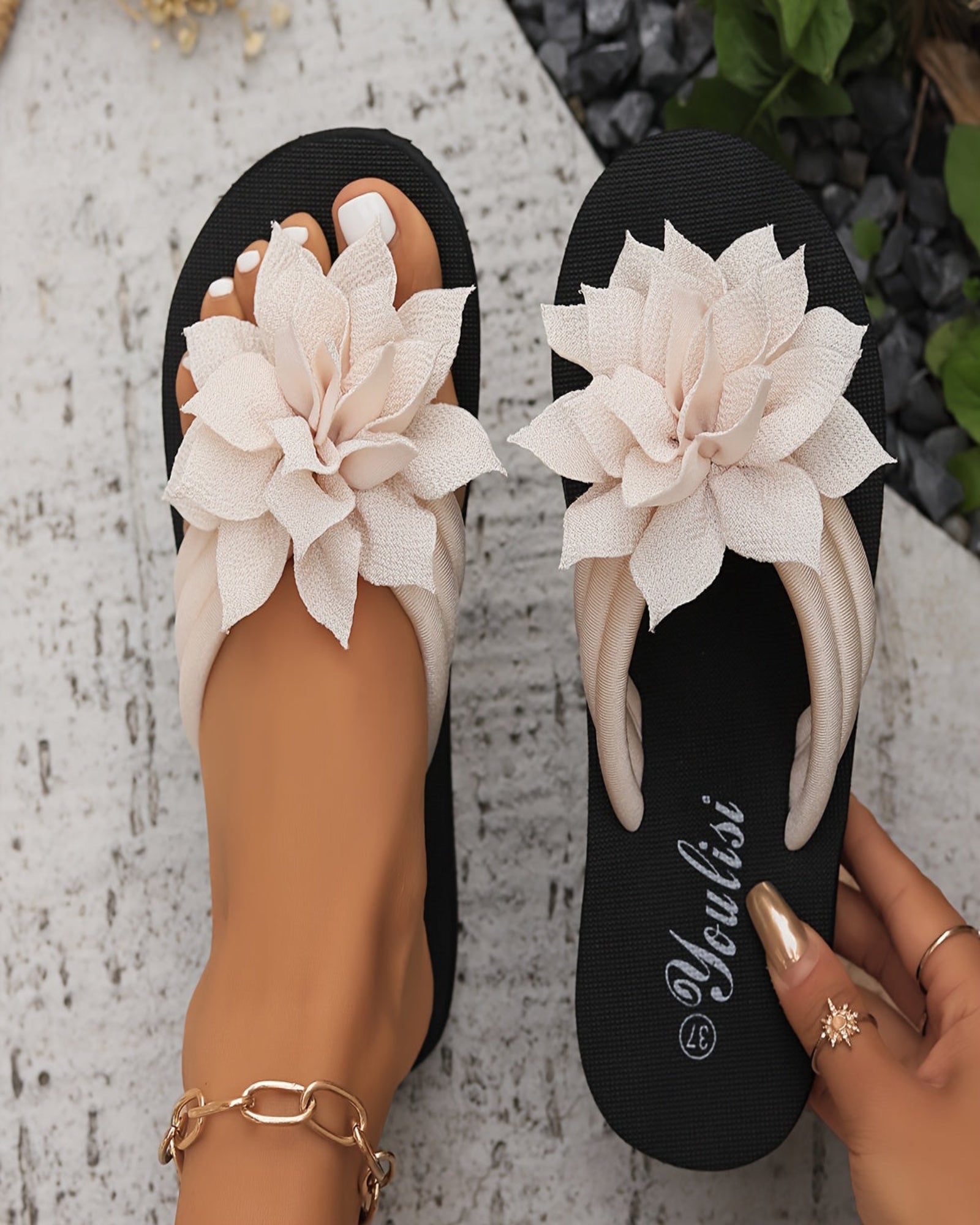 Primrose – Boho Floral Slip - On Mid Heel Flip - Flops - Flip - Flops - Boho Style