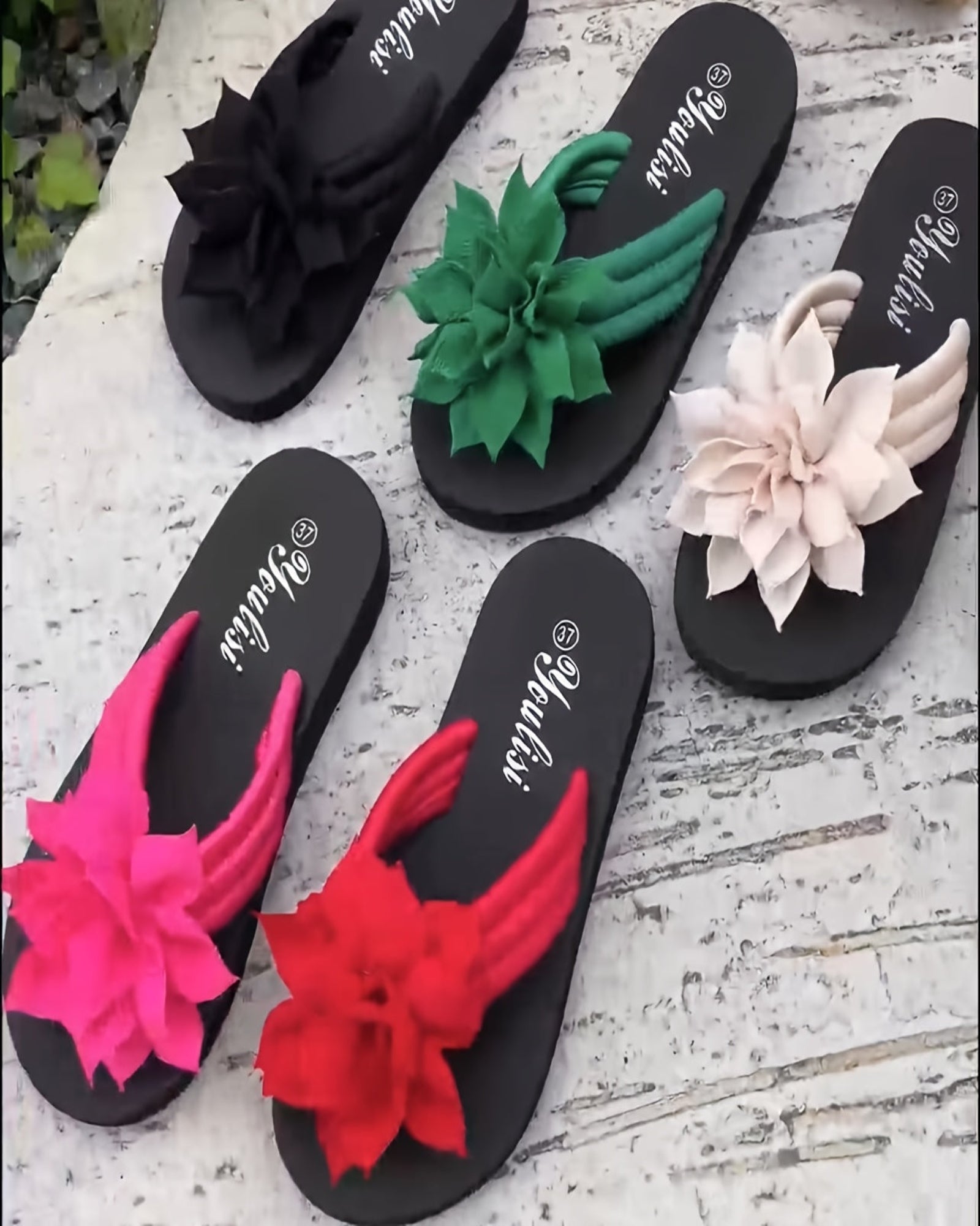 Primrose – Boho Floral Slip - On Mid Heel Flip - Flops - Flip - Flops - Boho Style