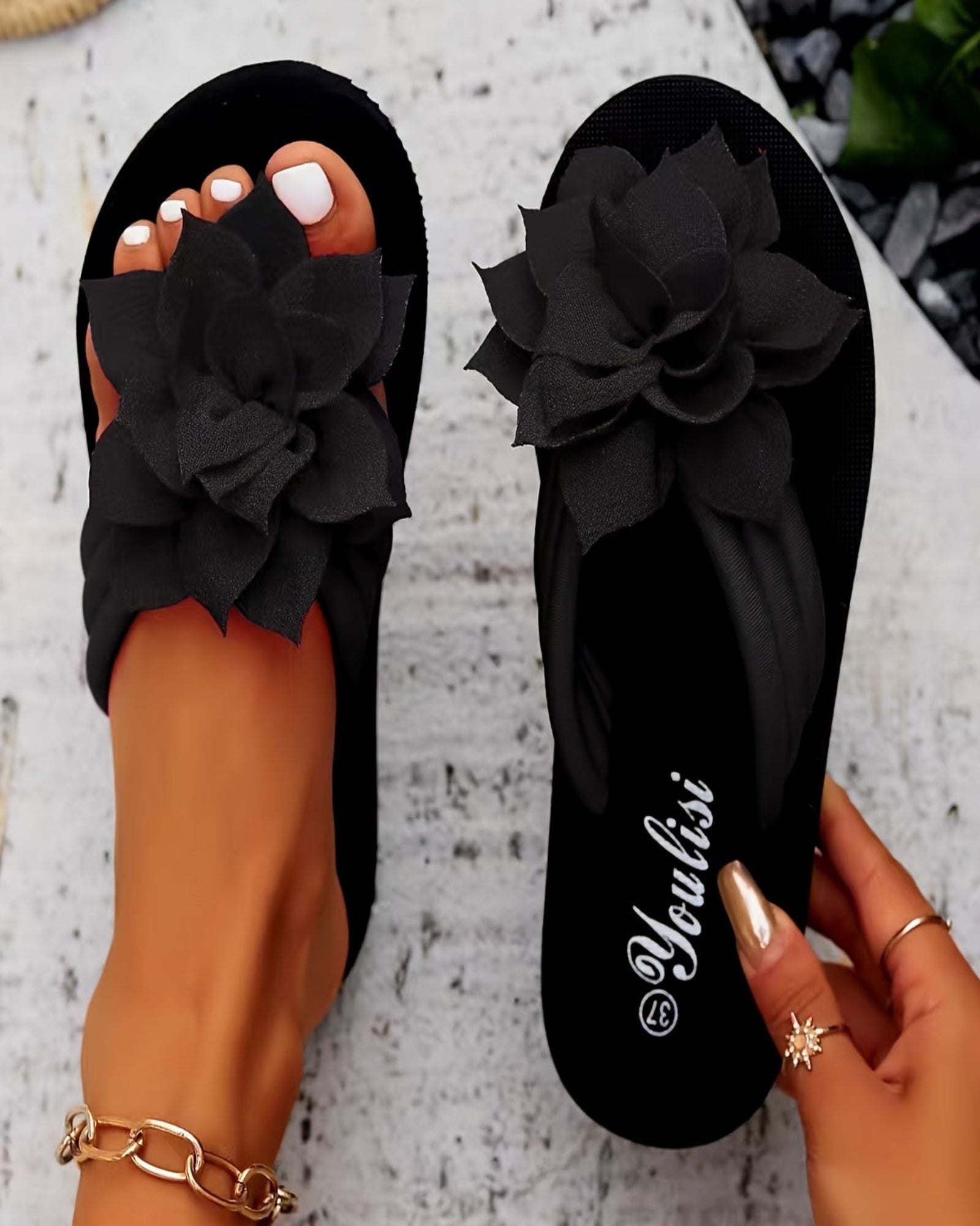 Primrose – Boho Floral Slip - On Mid Heel Flip - Flops - Flip - Flops - Boho Style