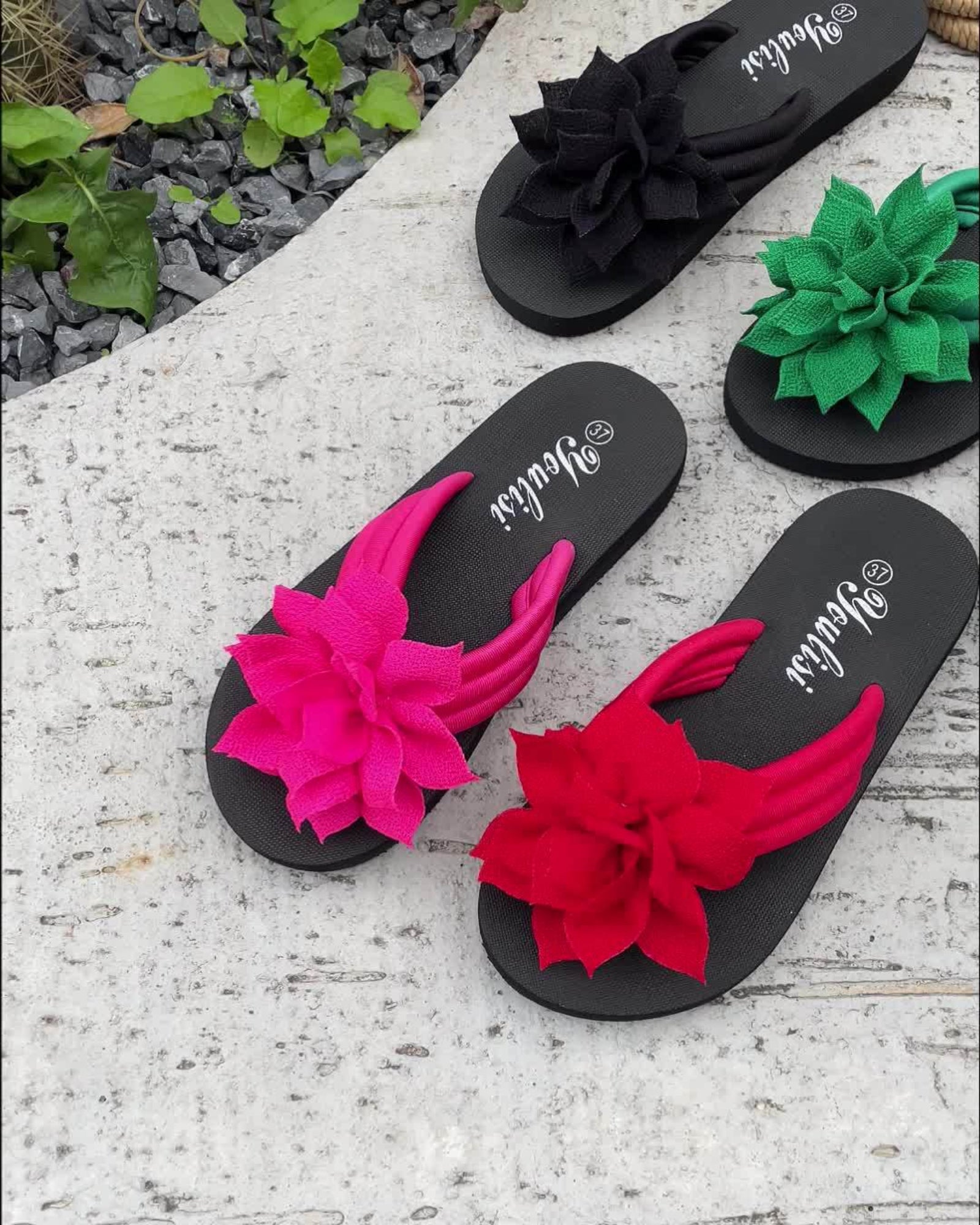 Primrose – Boho Floral Slip - On Mid Heel Flip - Flops - Flip - Flops - Boho Style