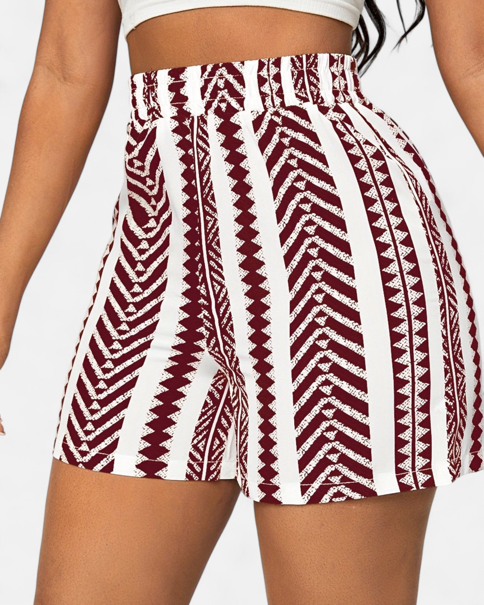 Reina – Boho Chic Elastic Waist Summer Shorts in Stripes - Short - Boho Style