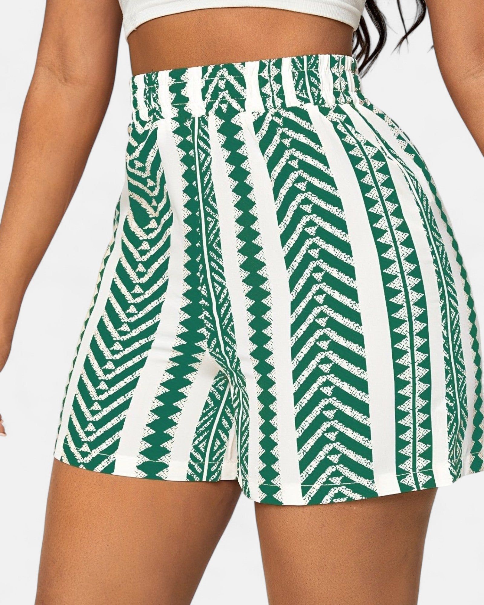 Reina – Boho Chic Elastic Waist Summer Shorts in Stripes - Short - Boho Style