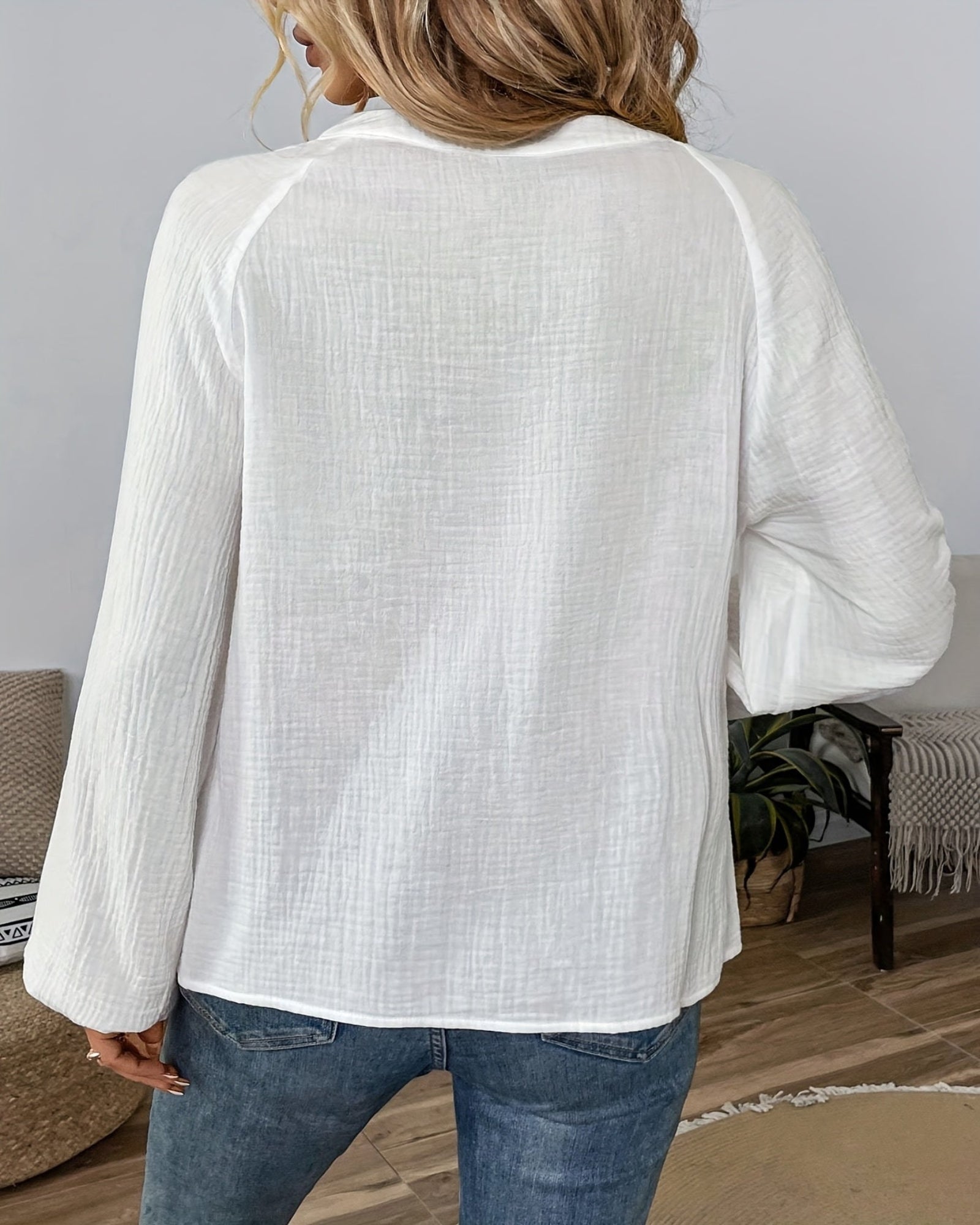 Saffron– Relaxed V - neck Colourblock Boho Blouse - Blouses - Boho Style