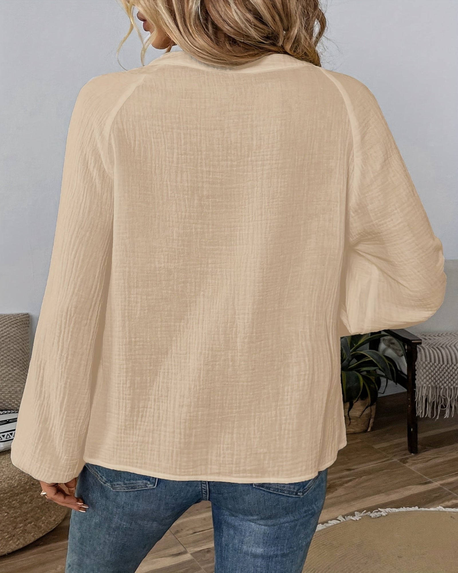 Saffron– Relaxed V - neck Colourblock Boho Blouse - Blouses - Boho Style