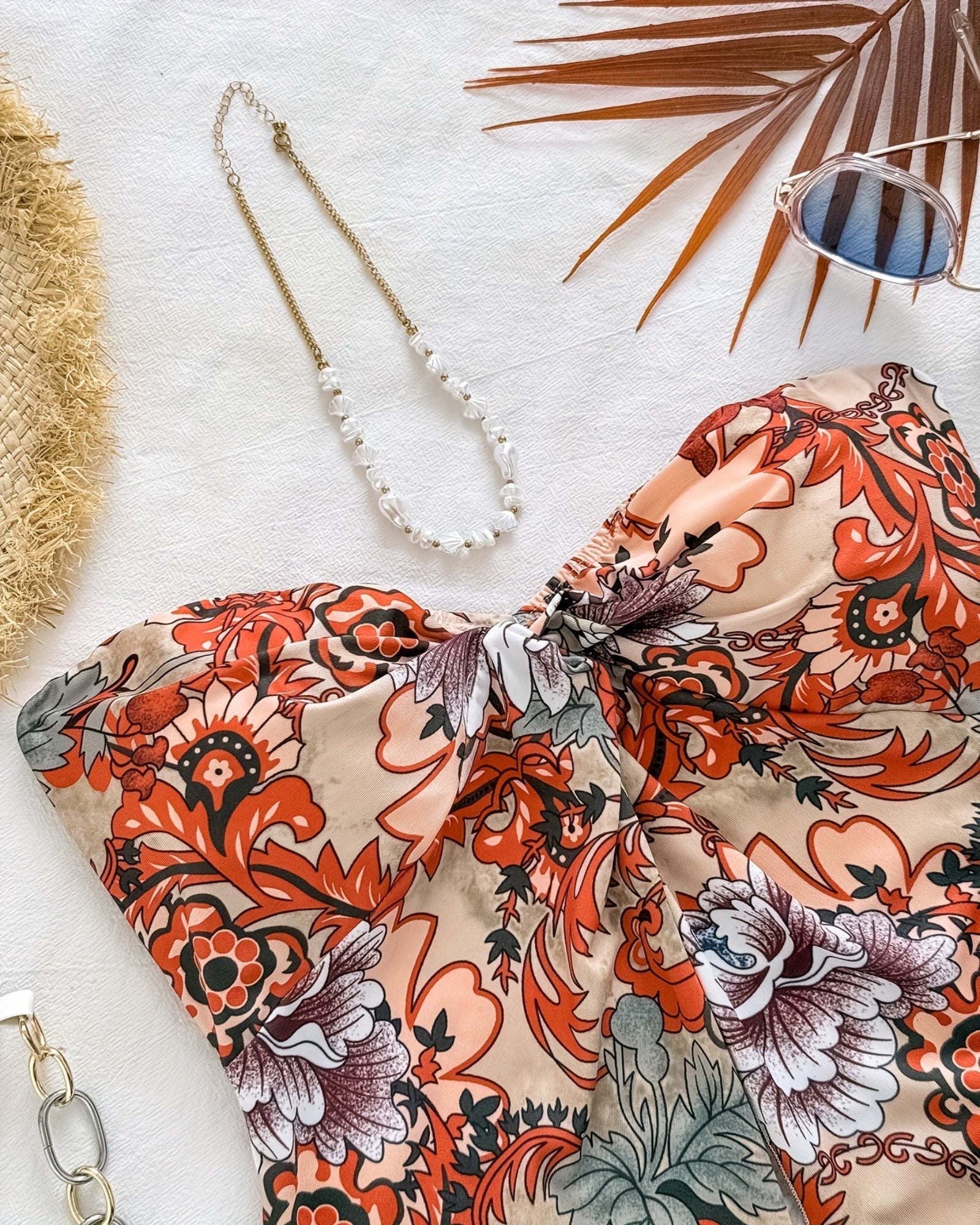 Sarah – Boho Floral Tube Top with Twist Front & Asymmetrical Hem - Tube Top - Boho Style