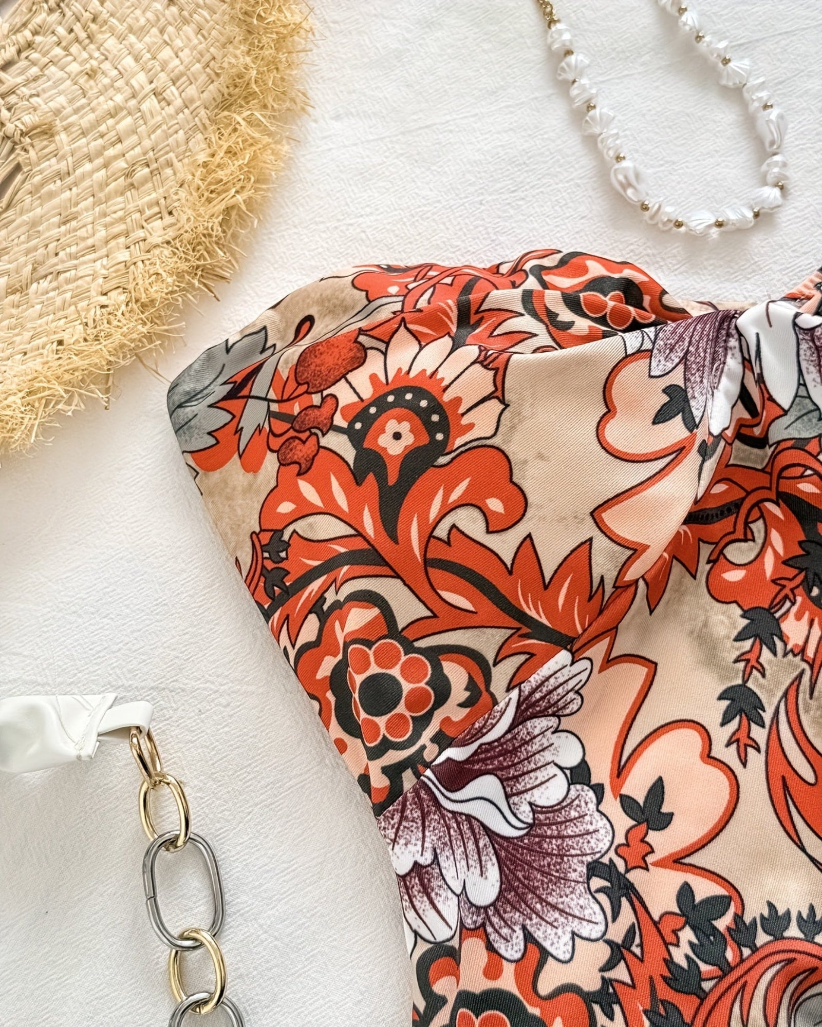 Sarah – Boho Floral Tube Top with Twist Front & Asymmetrical Hem - Tube Top - Boho Style