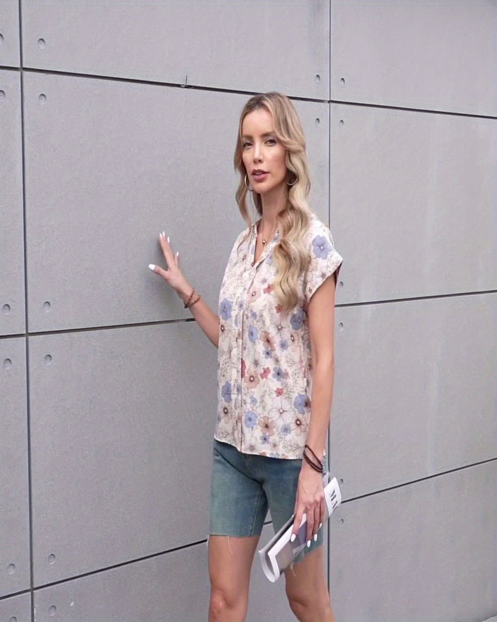 Selah – Relaxed Boho Floral Blouse with Stand Collar - Blouse - Boho Style