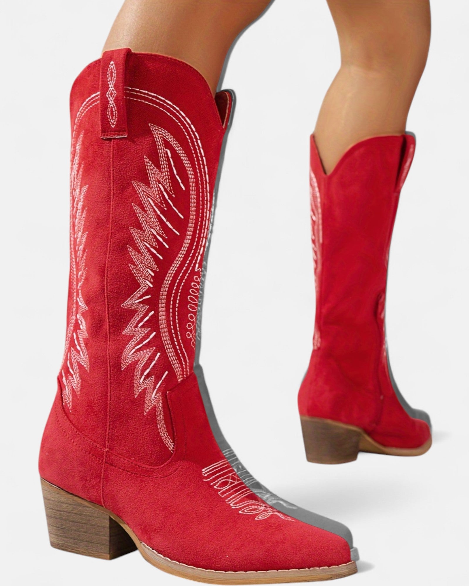 Sheila – Boho Embroidered Cowboy Boots with Chunky Heel - Boho Style - Black - 2.5 -