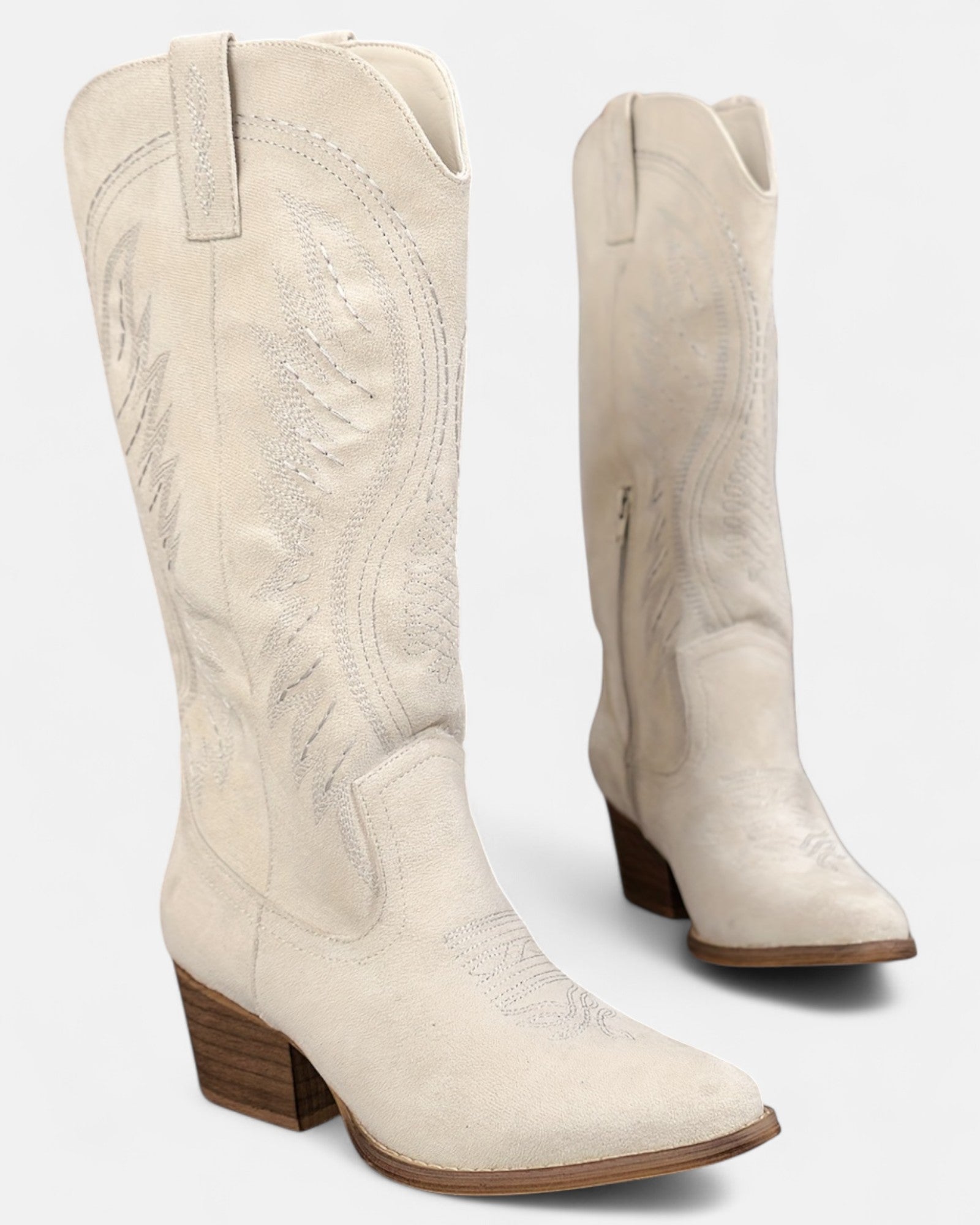 Sheila – Boho Embroidered Cowboy Boots with Chunky Heel - Boho Style - Black - 2.5 -