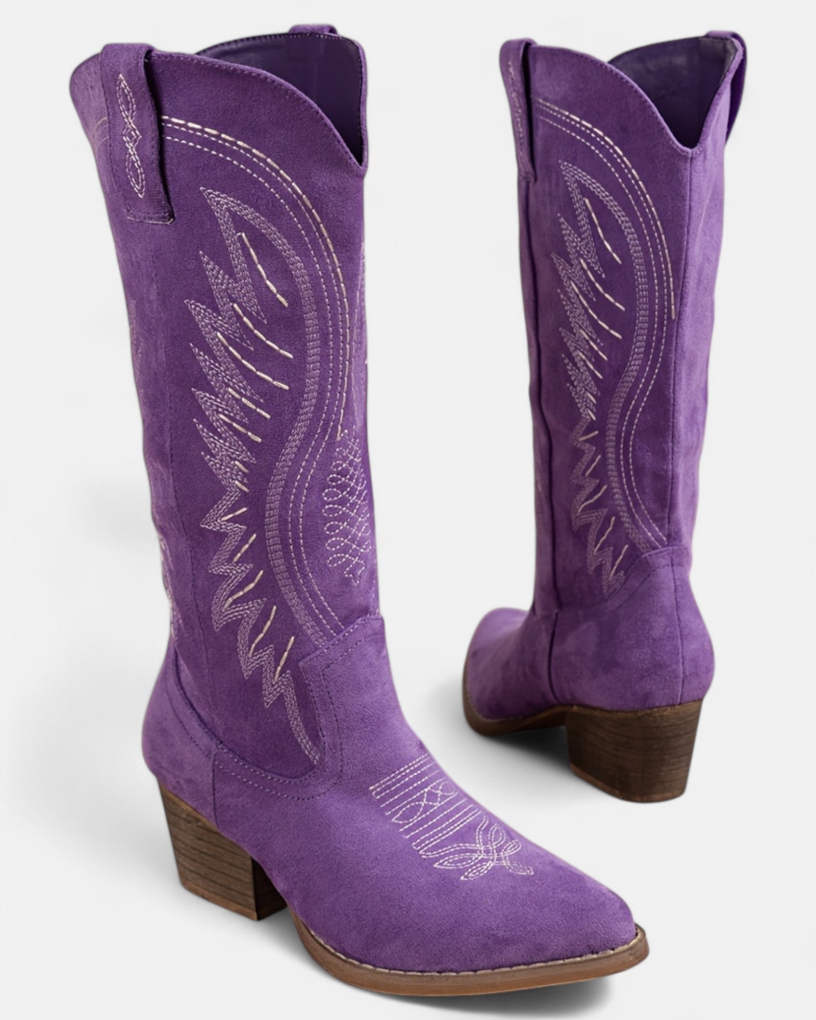 Sheila – Boho Embroidered Cowboy Boots with Chunky Heel - Boho Style - Black - 2.5 -