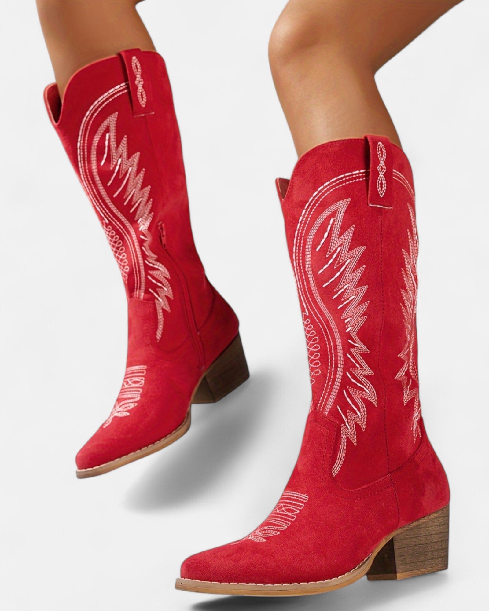 Sheila – Boho Embroidered Cowboy Boots with Chunky Heel - Boho Style - Black - 2.5 -