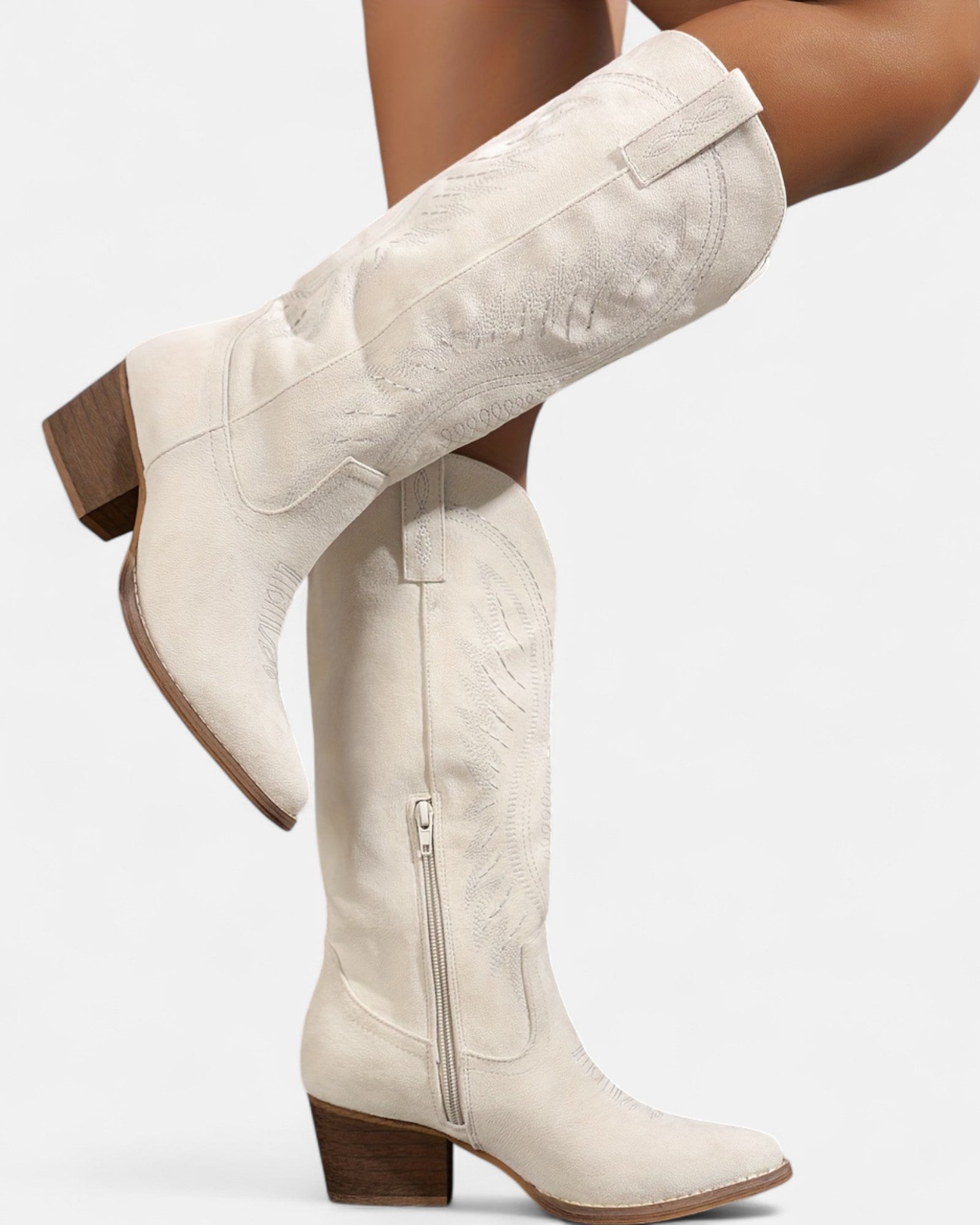 Sheila – Boho Embroidered Cowboy Boots with Chunky Heel - Boho Style - Black - 2.5 -