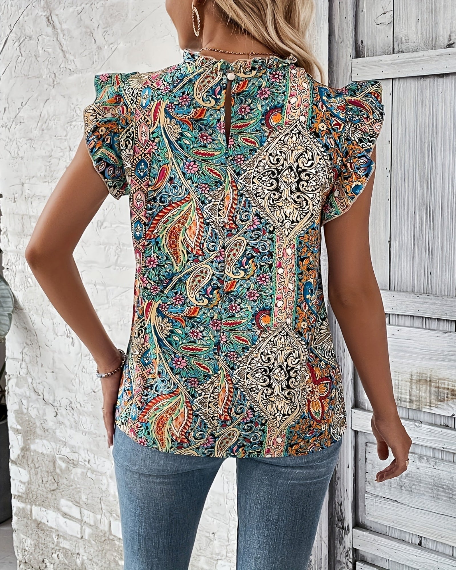 Solene – Relaxed Cotton Bohemian Ruffle Blouse - Blouse - Boho Style