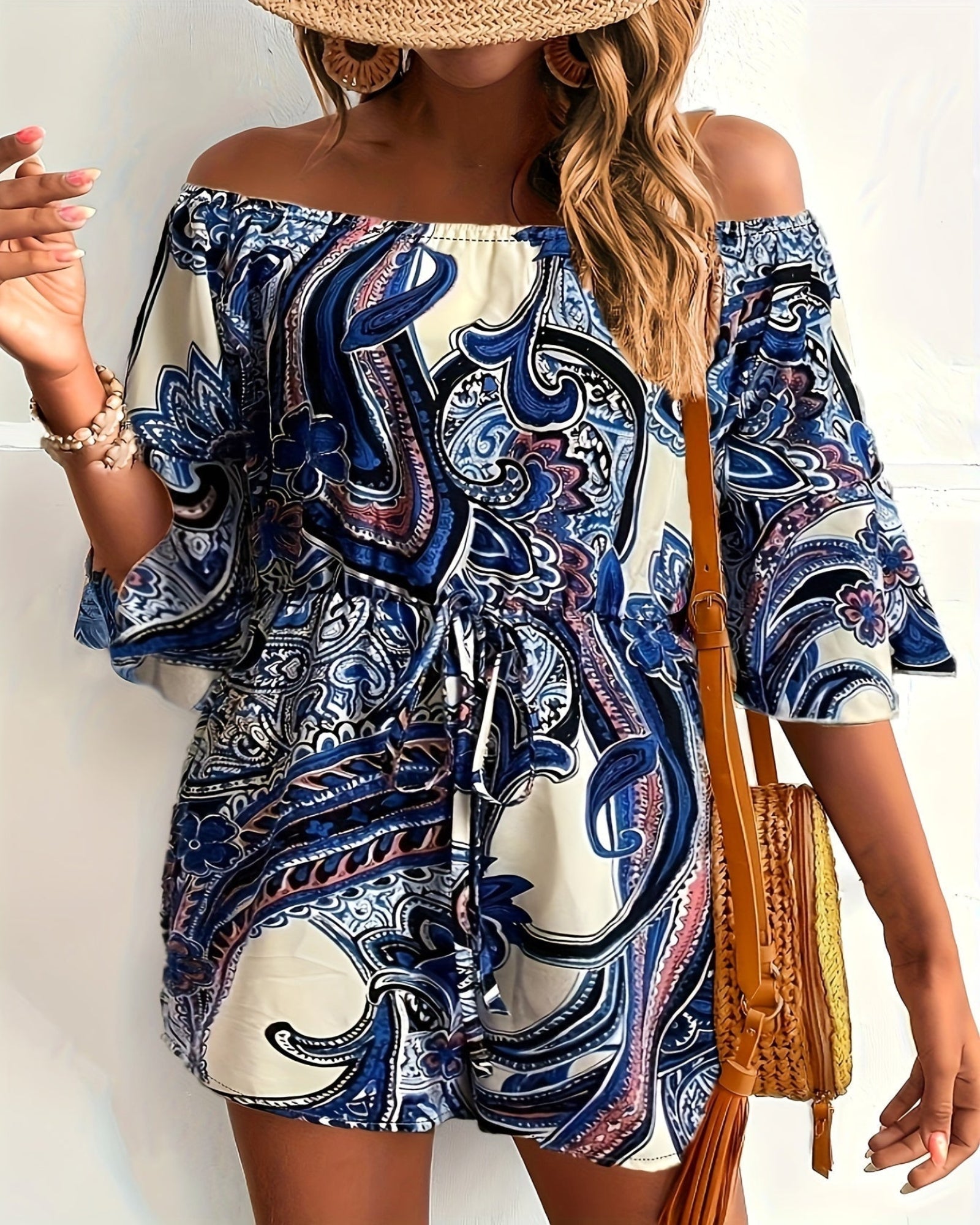 Tahlia – Bohemian Off - the - Shoulder Jumpsuit - Jumpsuit - Boho Style