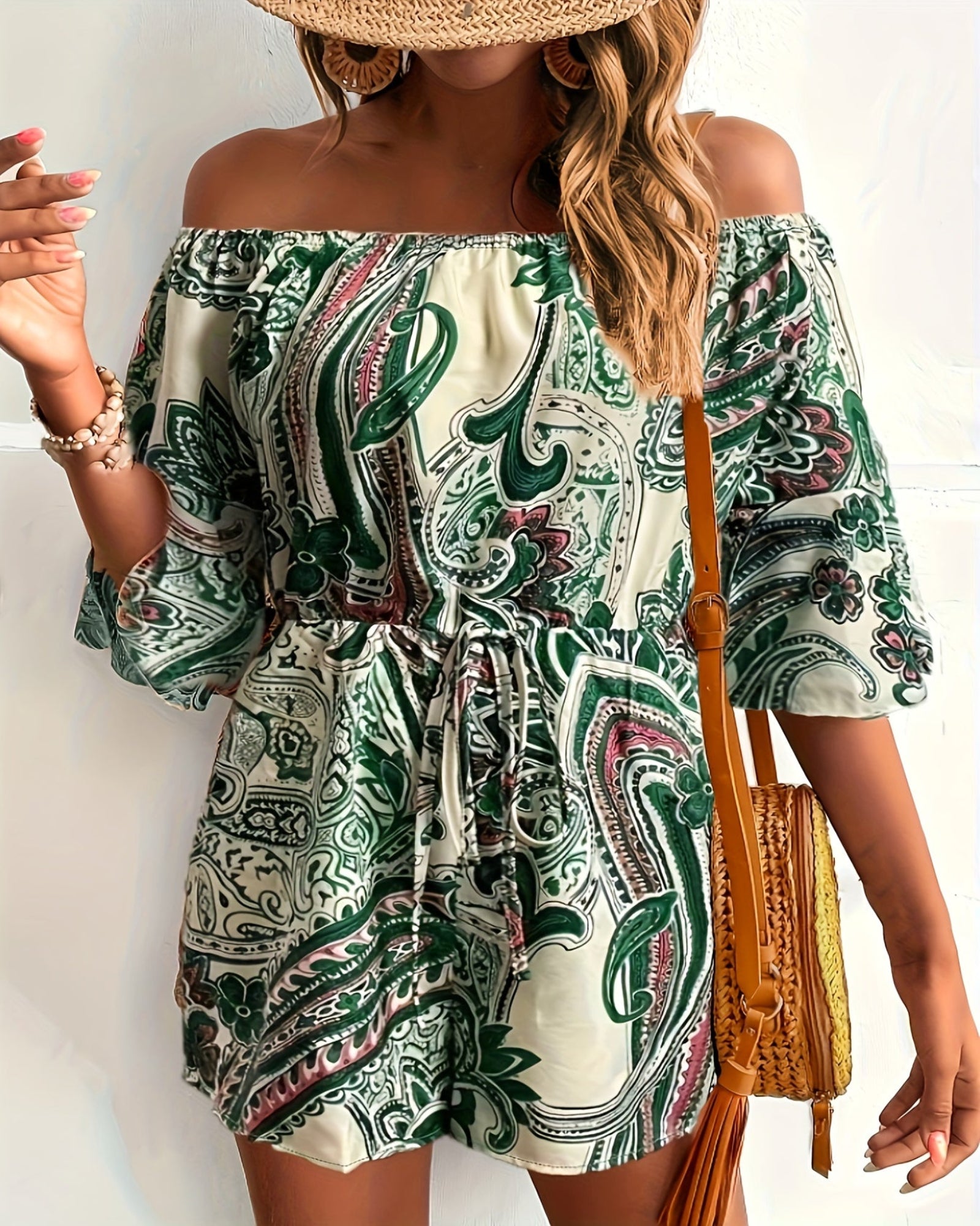 Tahlia – Bohemian Off - the - Shoulder Jumpsuit - Jumpsuit - Boho Style