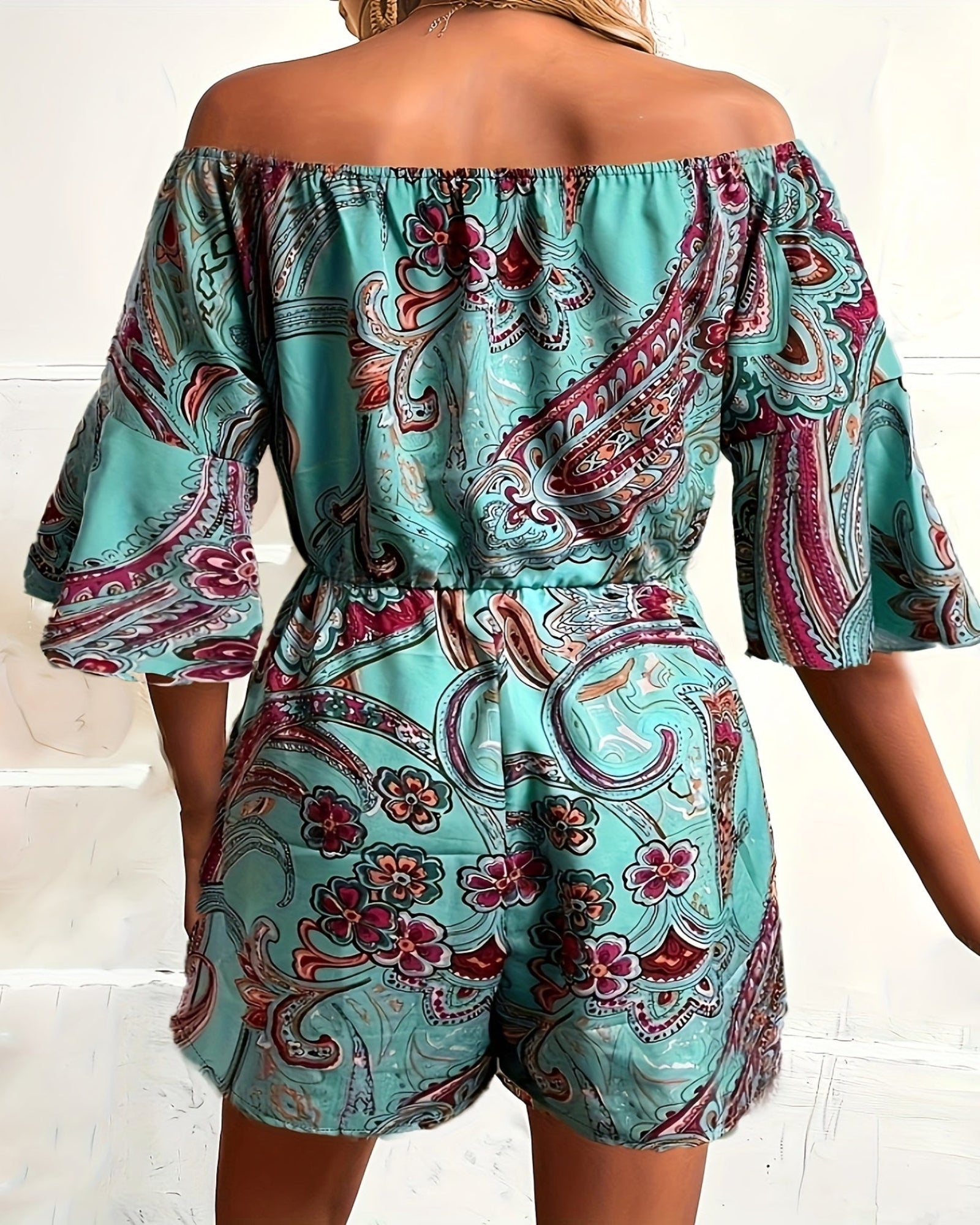 Tahlia – Bohemian Off - the - Shoulder Jumpsuit - Jumpsuit - Boho Style