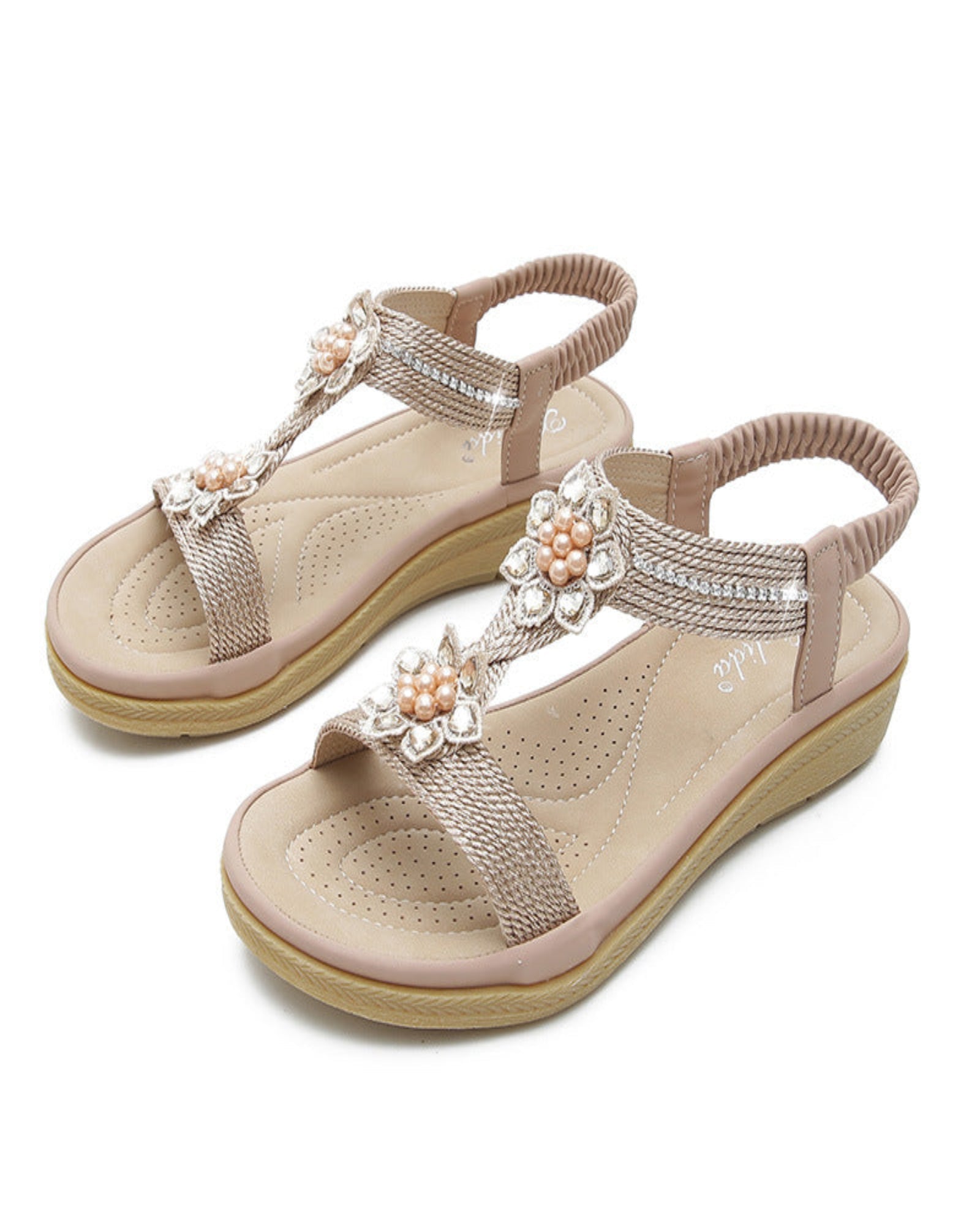 Taliah – Boho Rhinestone Flower Flat Sandals - Sandals - Boho Style