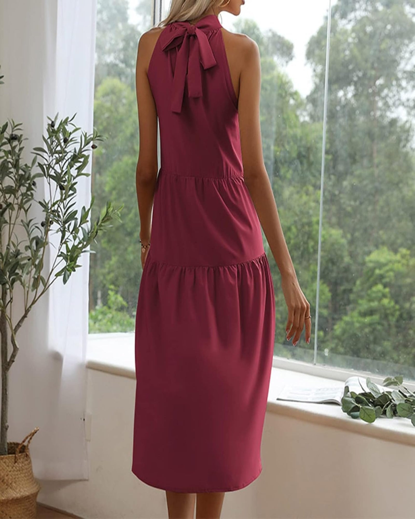 Thaliaa – Effortless Boho Cotton Midi Halter Dress - Dress - Boho Style
