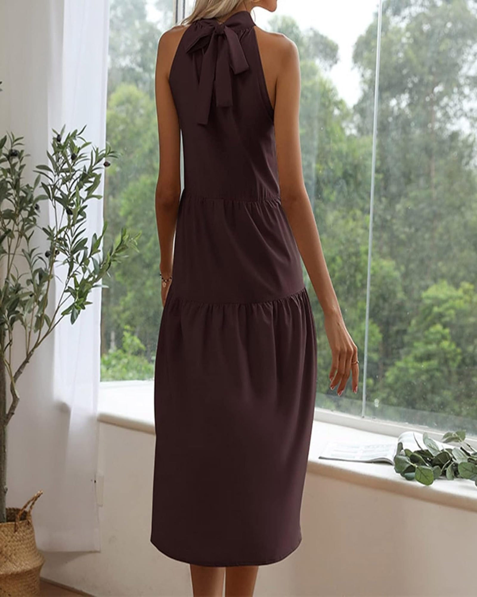 Thaliaa – Effortless Boho Cotton Midi Halter Dress - Dress - Boho Style