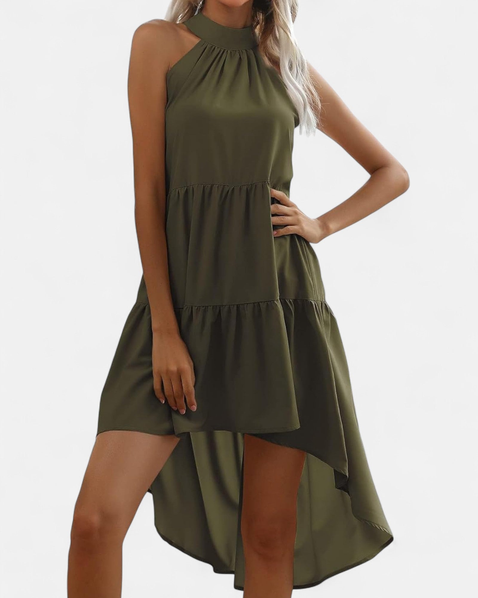 Thaliaa – Effortless Boho Cotton Midi Halter Dress - Dress - Boho Style