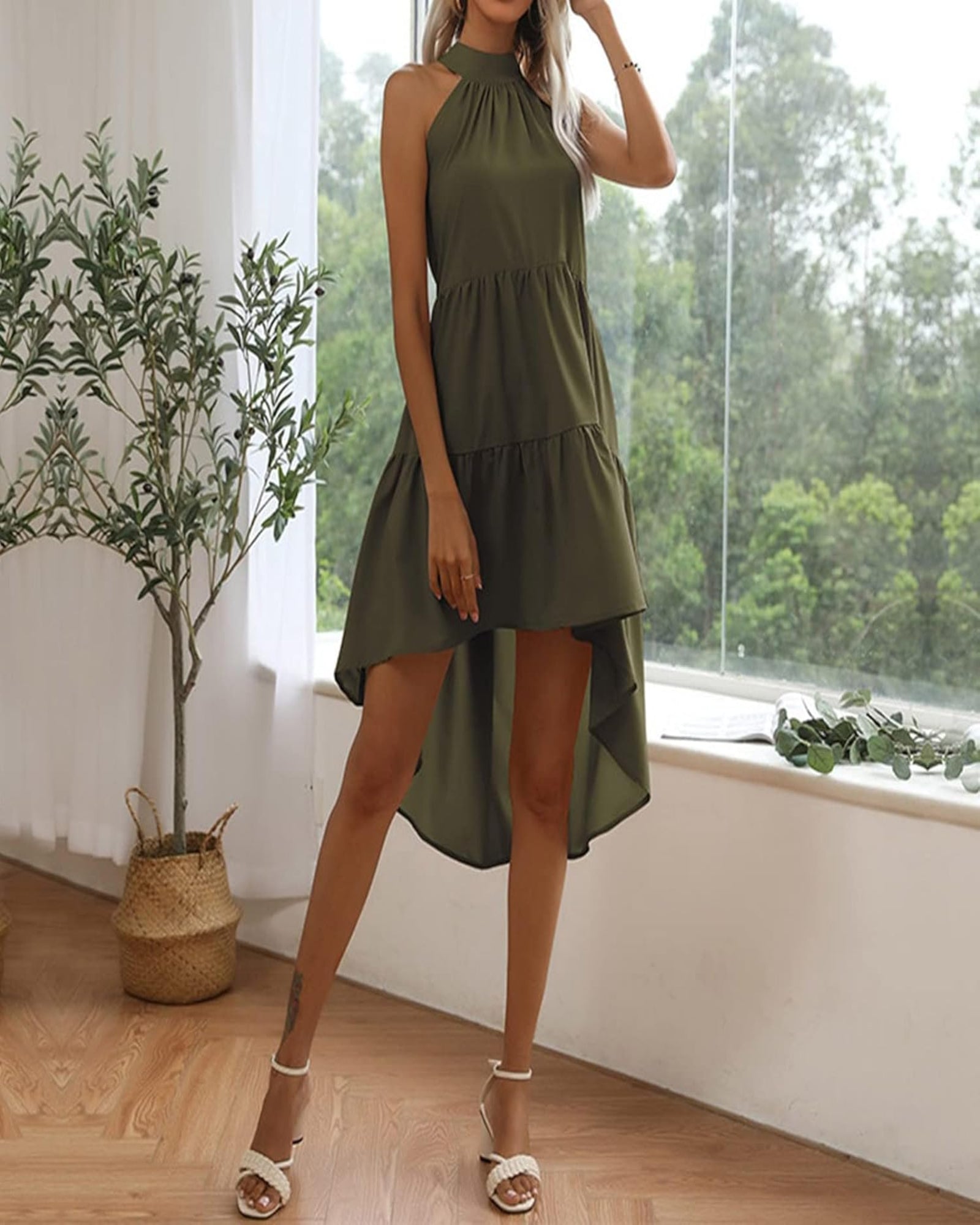 Thaliaa – Effortless Boho Cotton Midi Halter Dress - Dress - Boho Style