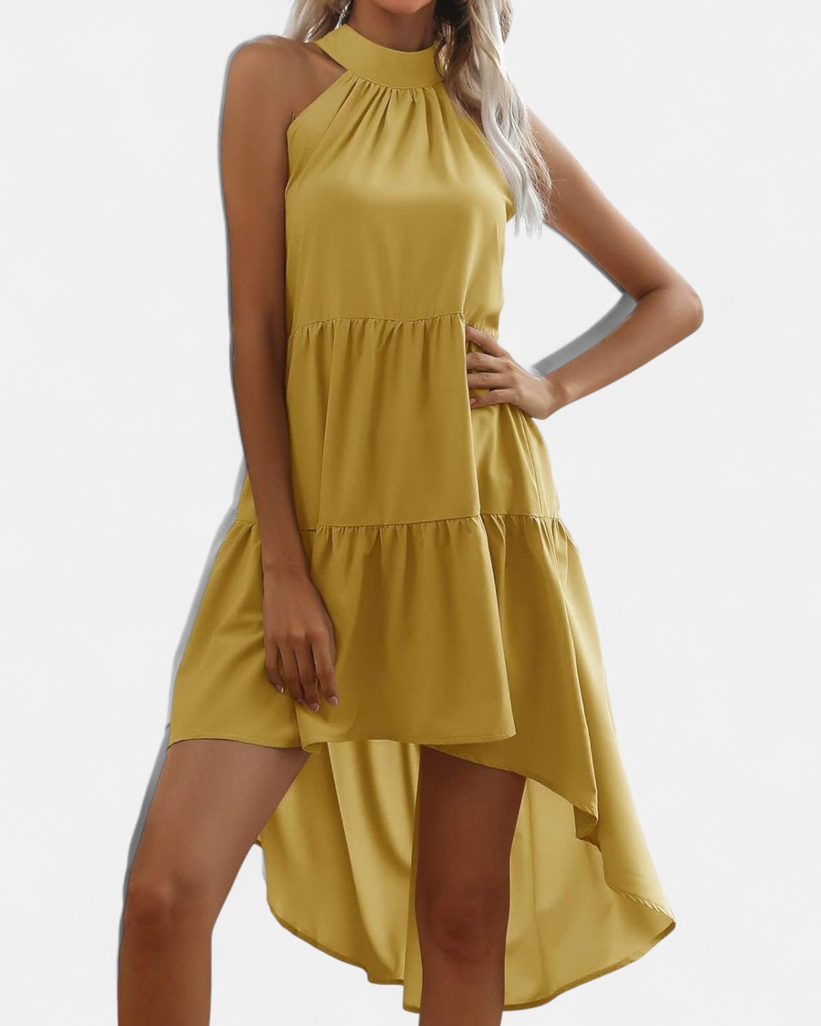 Thaliaa – Effortless Boho Cotton Midi Halter Dress - Dress - Boho Style