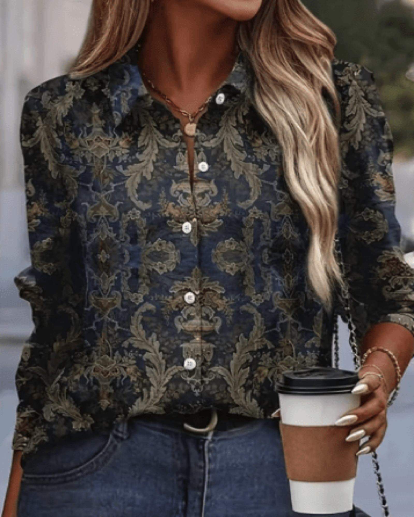Thea – Effortless Boho Paisley Button - Up Blouse - Blouse - Boho Style