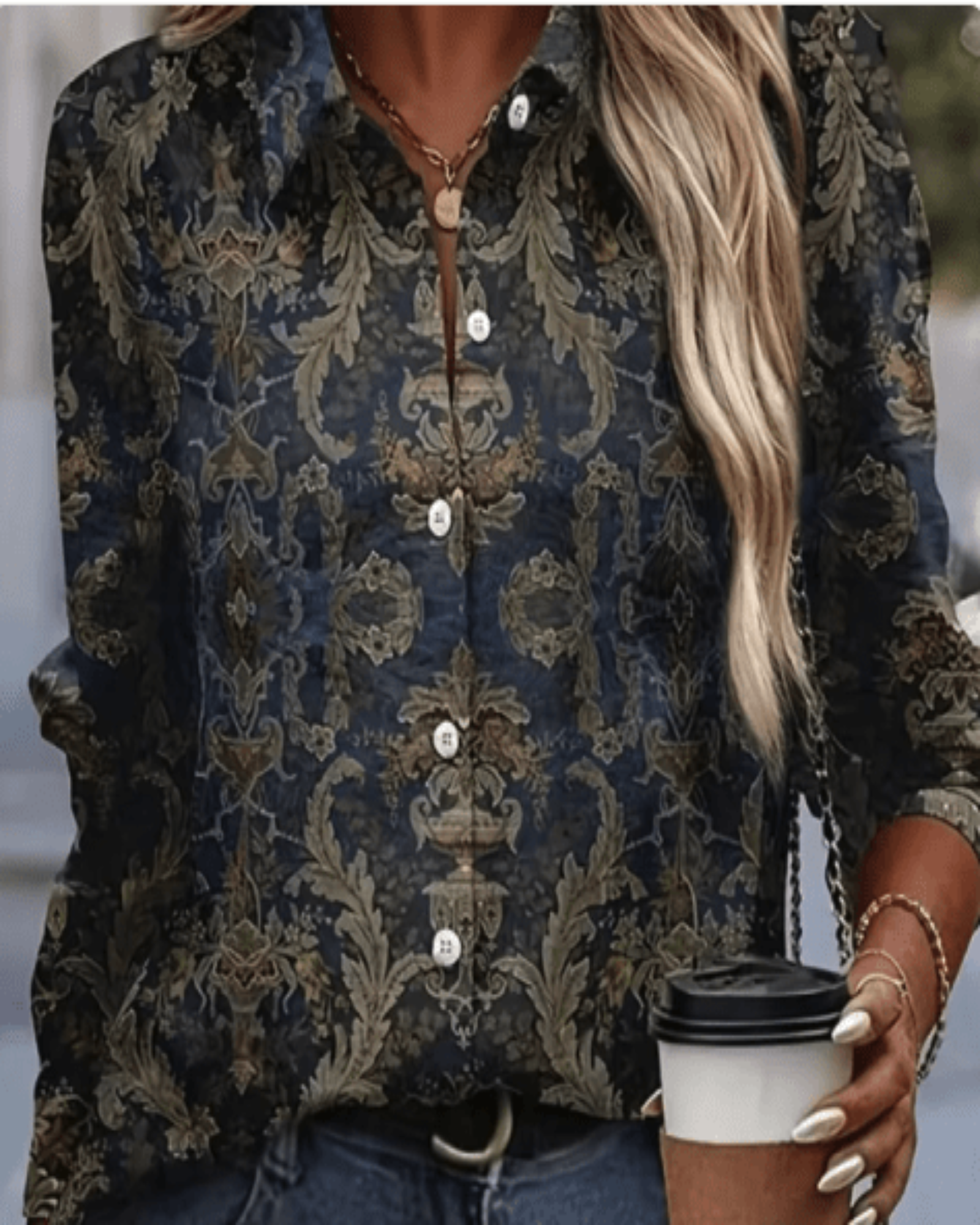 Thea – Effortless Boho Paisley Button - Up Blouse - Blouse - Boho Style