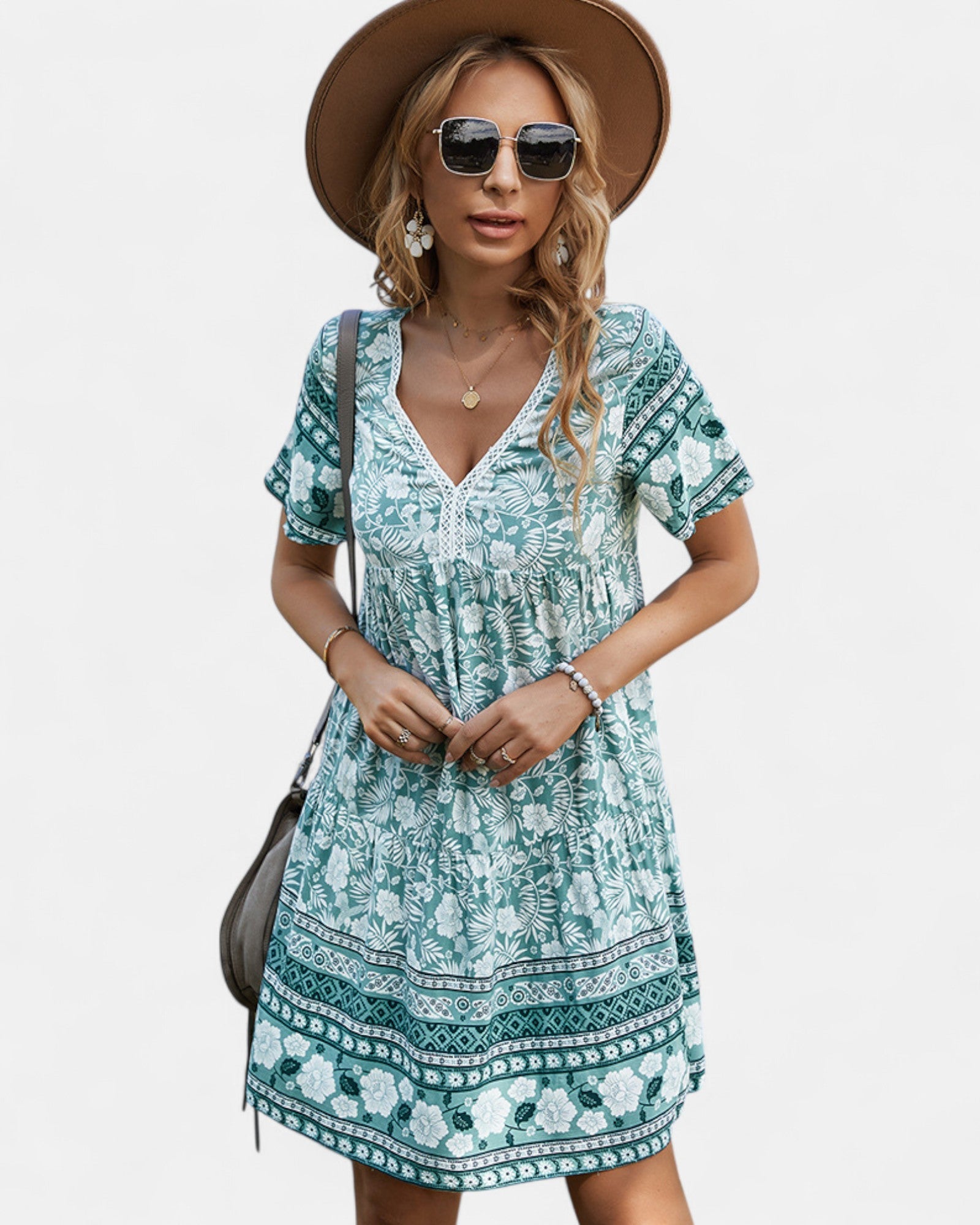 Tinsley – Relaxed Fit Boho Floral V Neck Dress - Dress - Boho Style