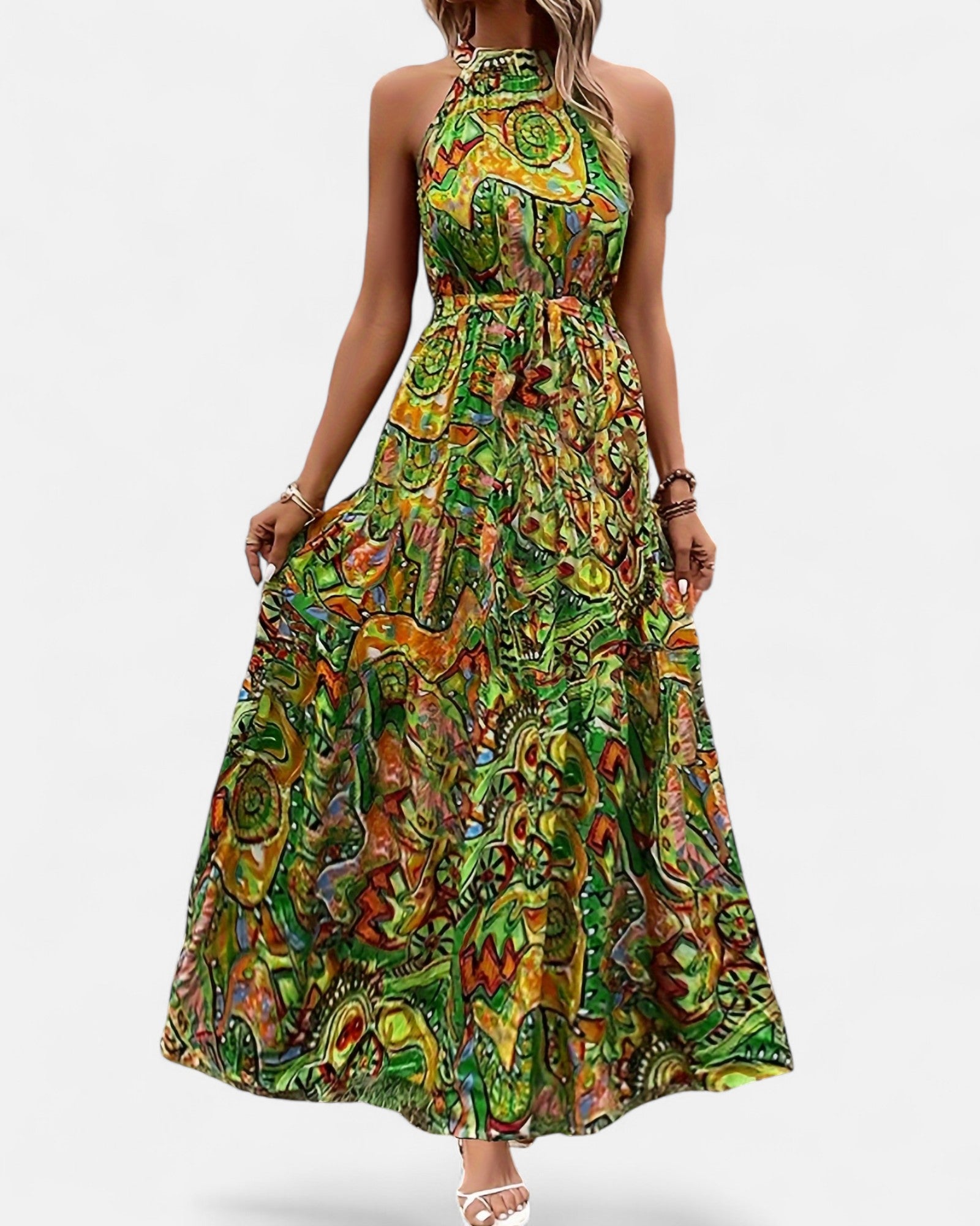 Willow – Floral Print Bohemian Lace - Up Maxi Dress - Dress - Boho Style