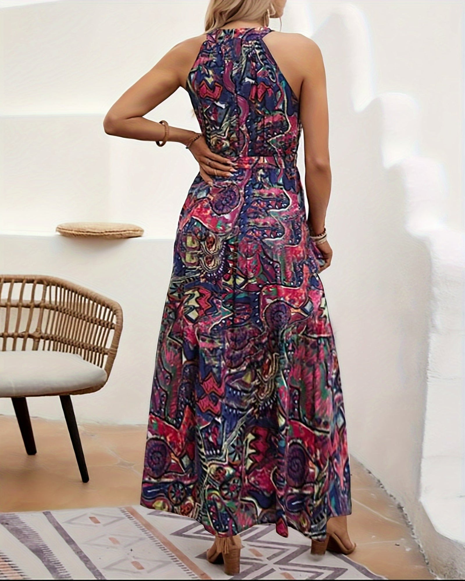 Willow – Floral Print Bohemian Lace - Up Maxi Dress - Dress - Boho Style