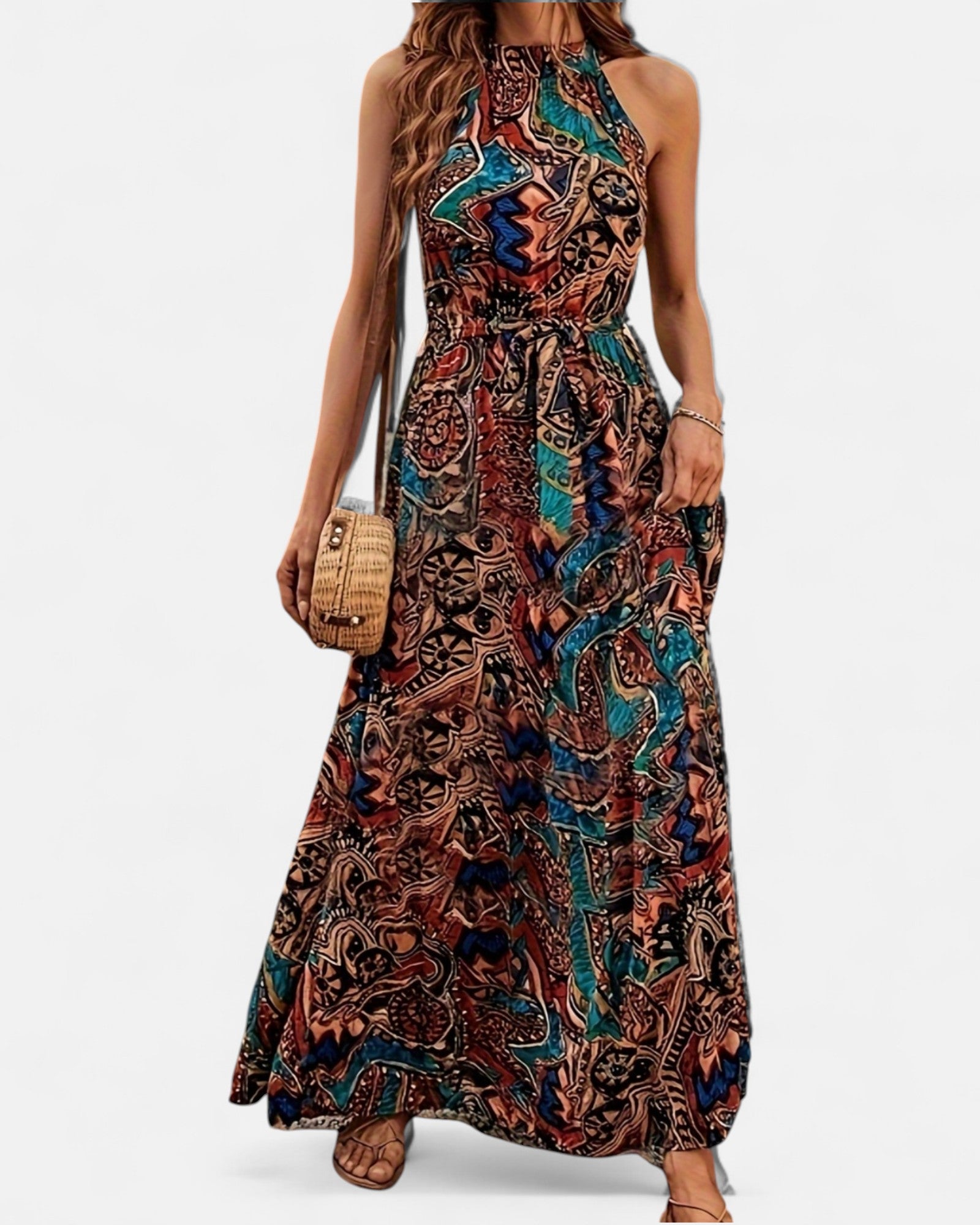 Willow – Floral Print Bohemian Lace - Up Maxi Dress - Dress - Boho Style