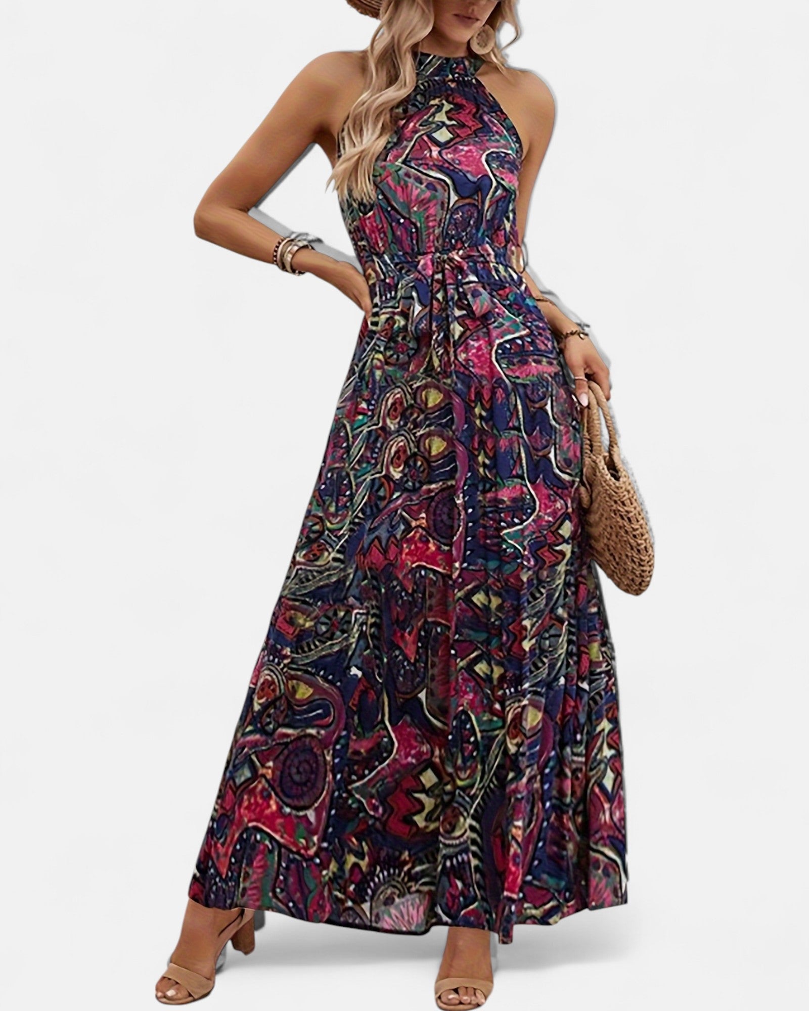 Willow – Floral Print Bohemian Lace - Up Maxi Dress - Dress - Boho Style
