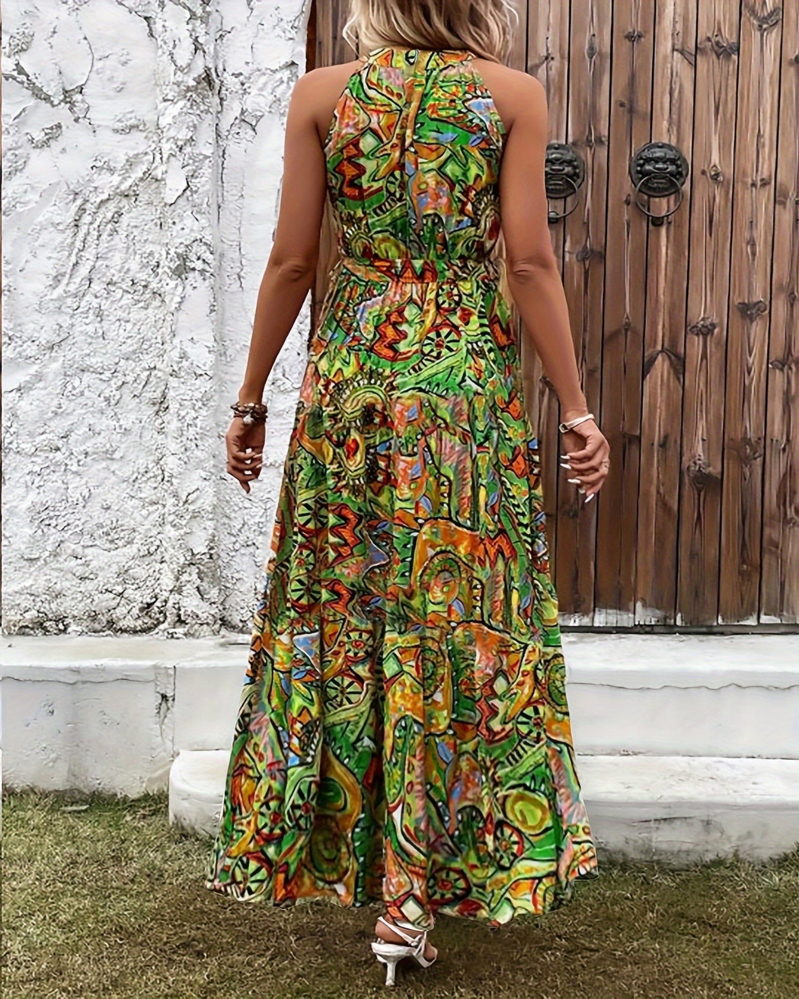 Willow – Floral Print Bohemian Lace - Up Maxi Dress - Dress - Boho Style