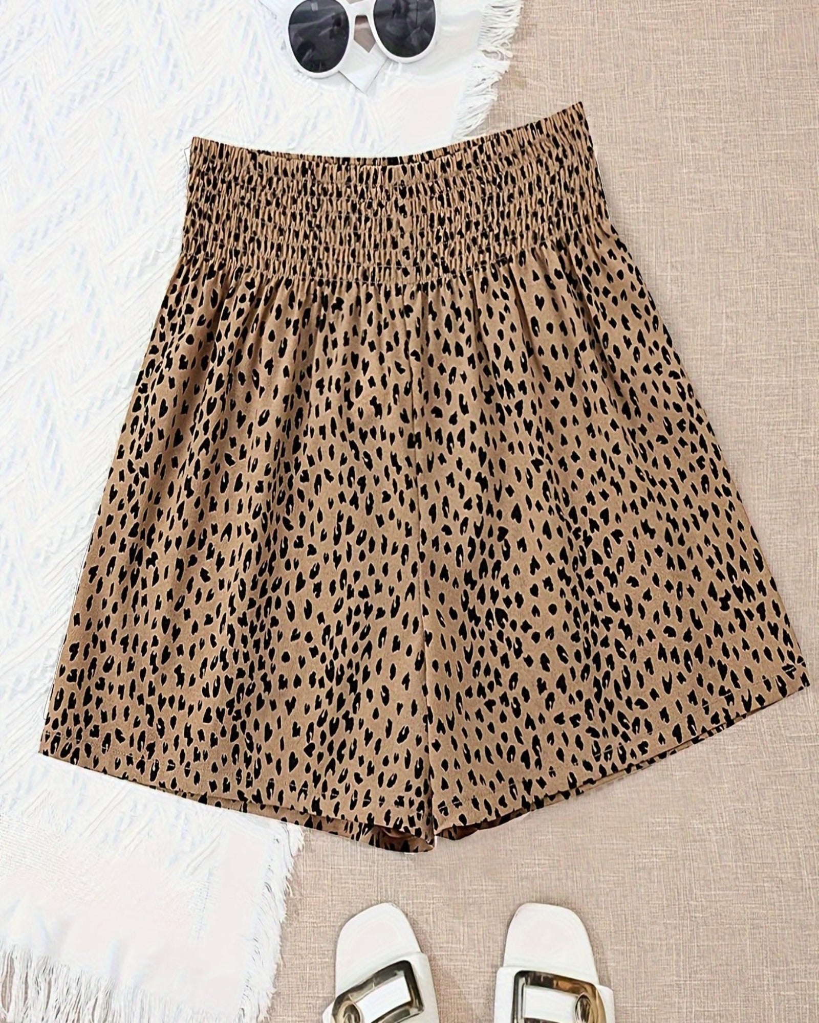 Zara – Boho High - Waisted Leopard Print Wide - Leg Shorts - Short - Boho Style